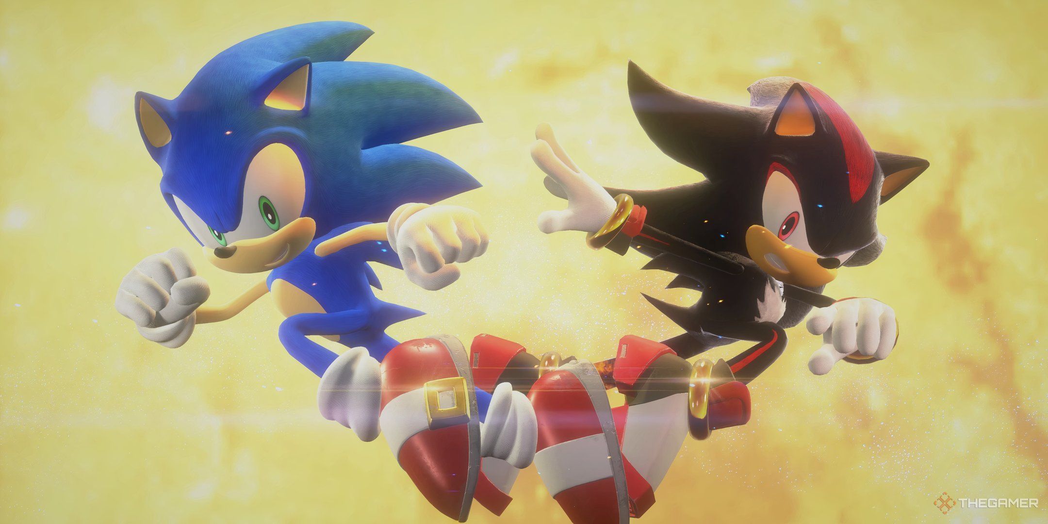 Sonic and Shadow facing off in Sonic X Shadow Generations.