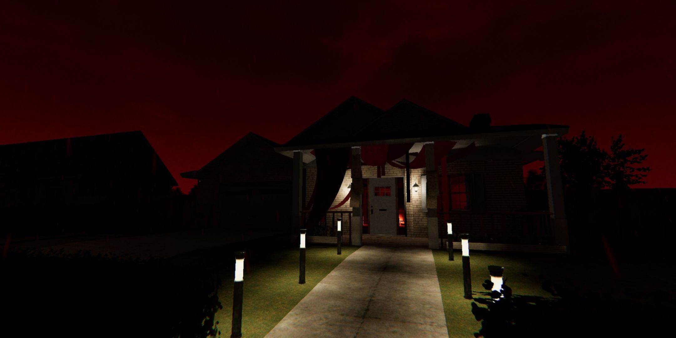 Willow Street House from Phasmophobia during the Blood Moon event.