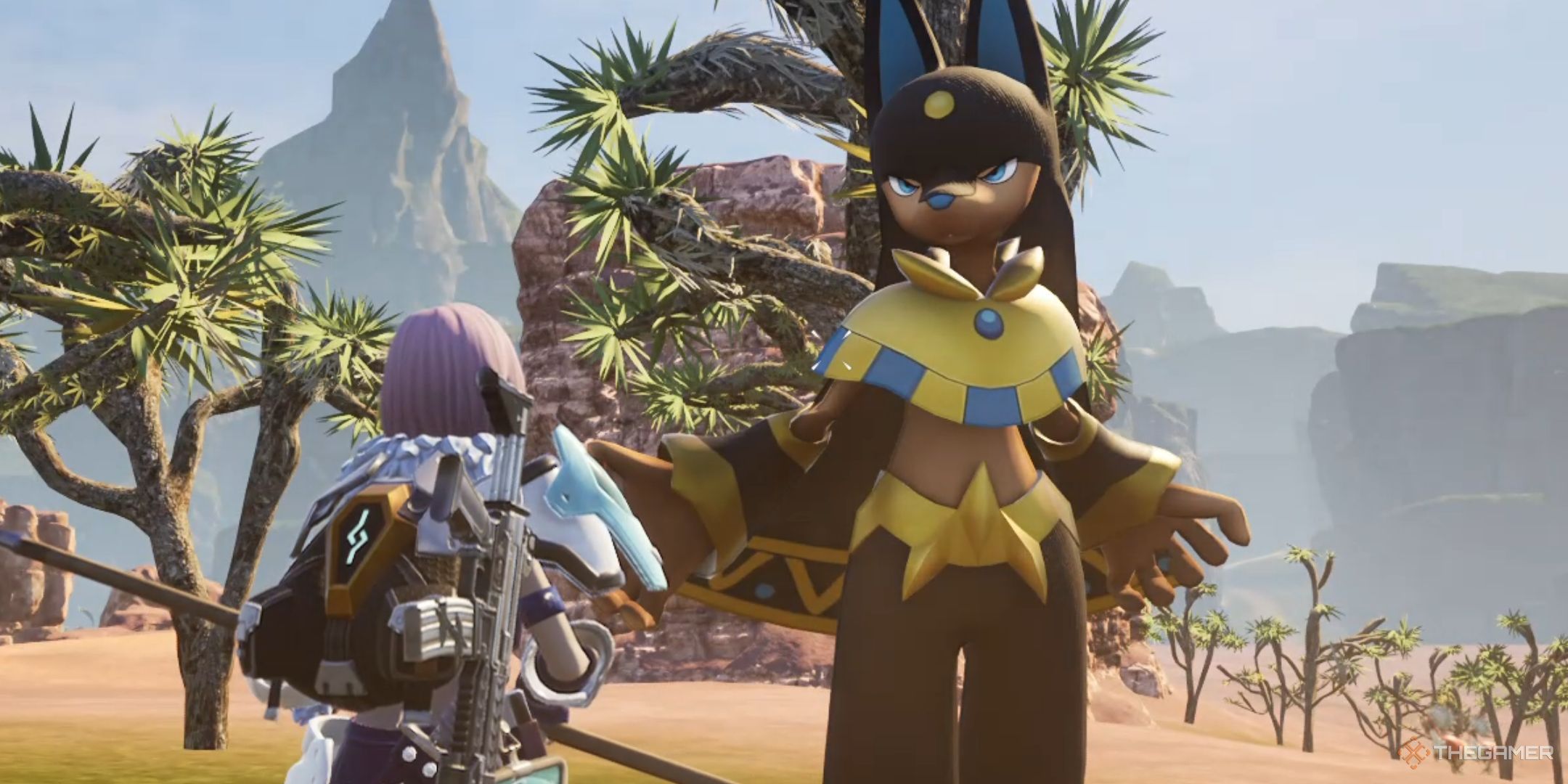 The player is facing off against Anubis.