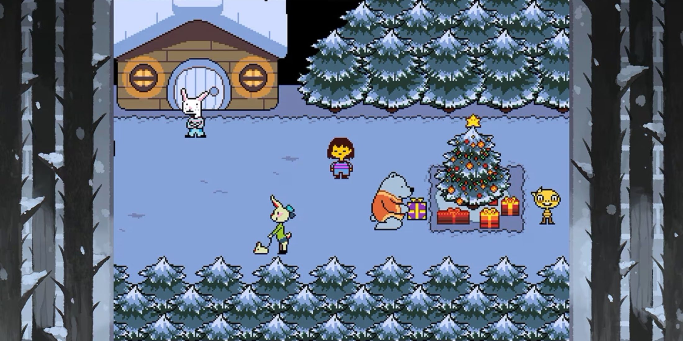 snowdin town tree in undertale