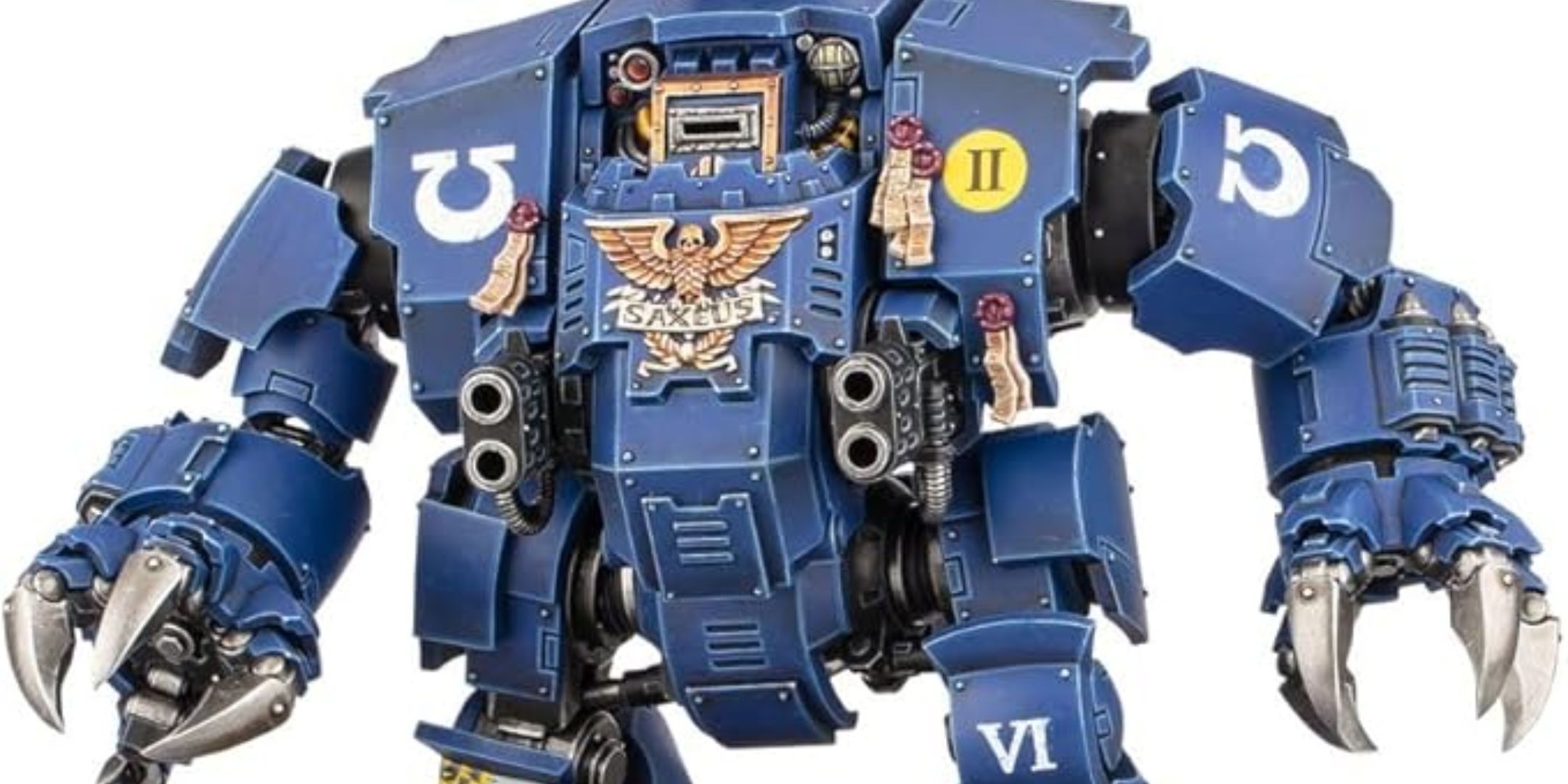 A miniature of a ultramarines dreadnought.