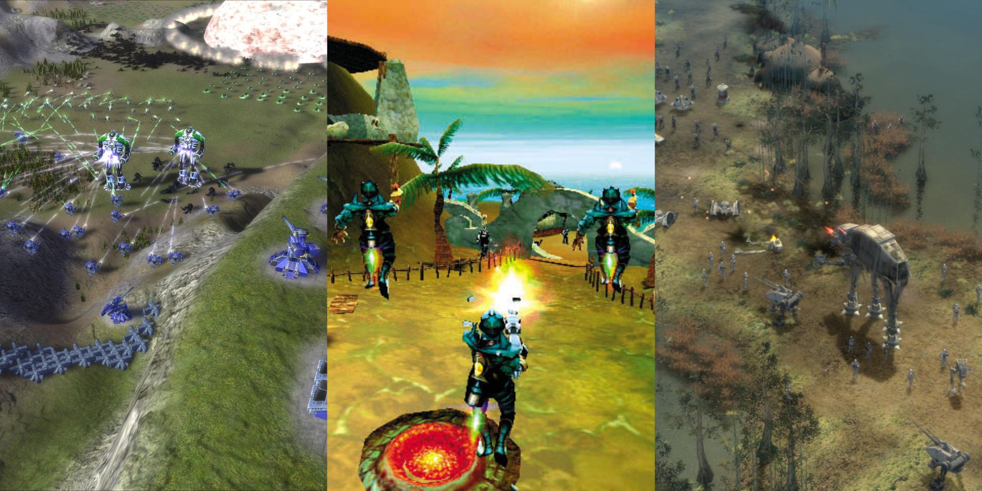 collage of 3 rts games from the 2000s