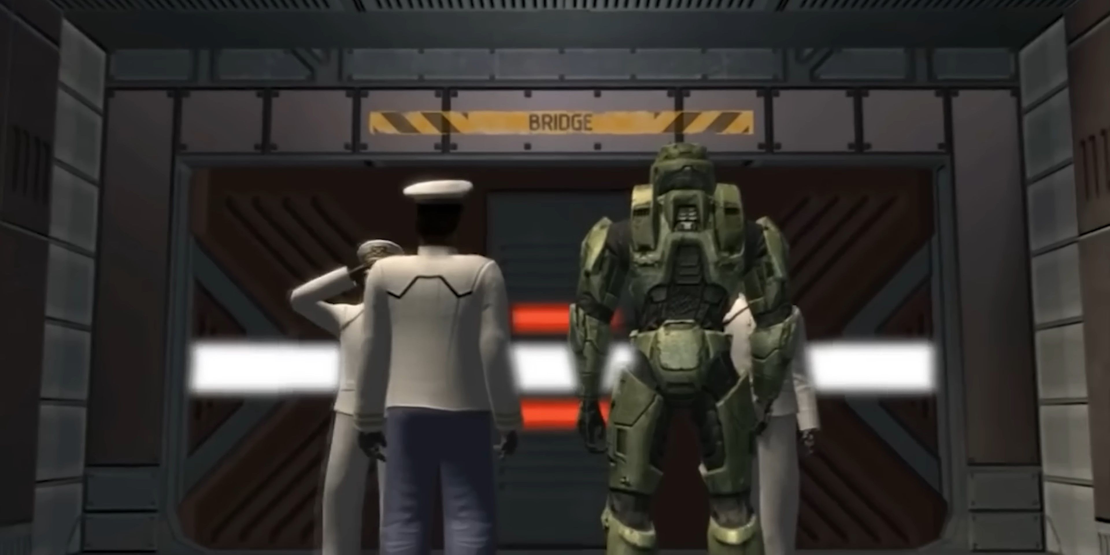 The back of Master Chief and Sergeant Johnson in Halo 2.