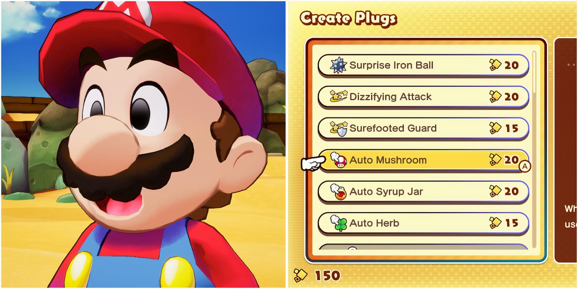 Mario and Auto Mushroom plug in Mario & Luigi Brothership