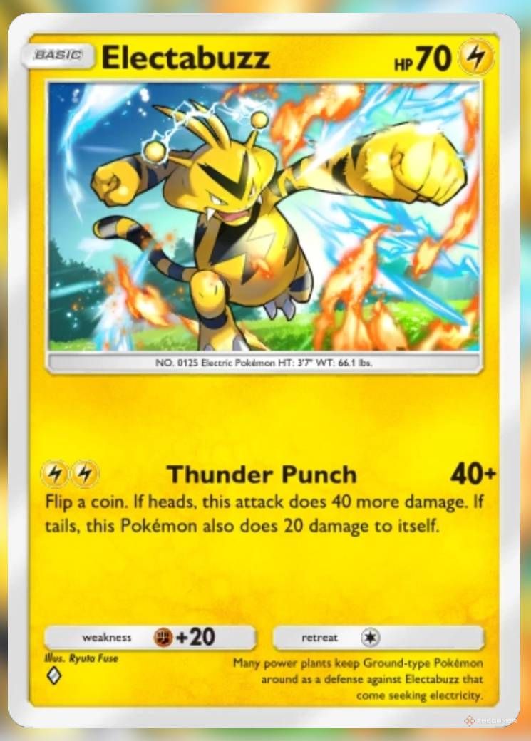 The Electabuzz card is shown in pokemon pocket.