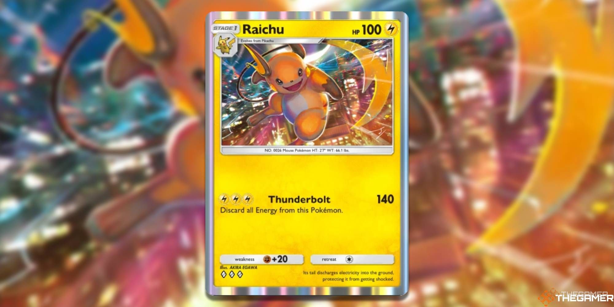 The Raichu card is shown in pokemon pocket.