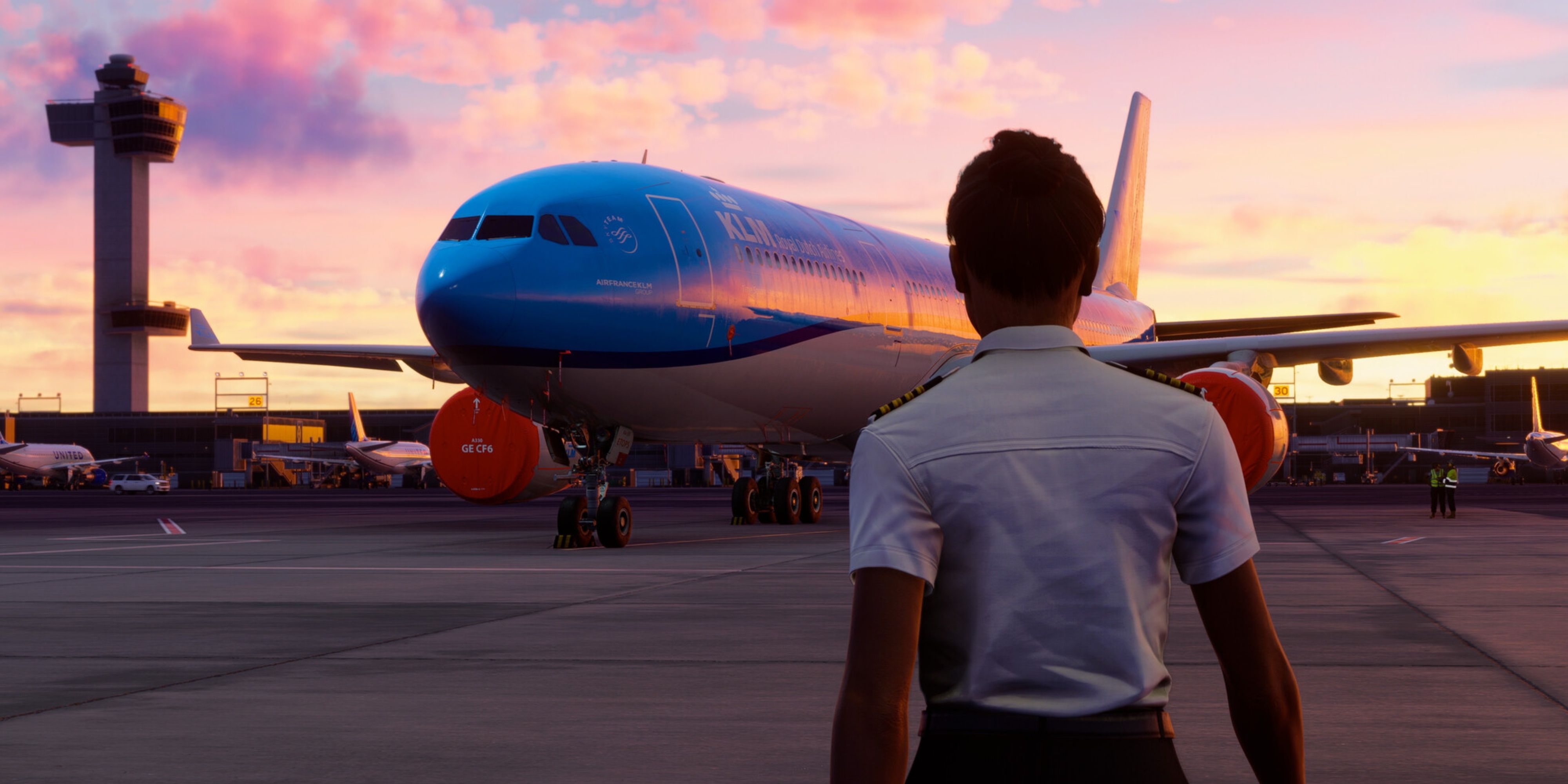 pilot approaching their klm jet in microsoft flight simulator 2024