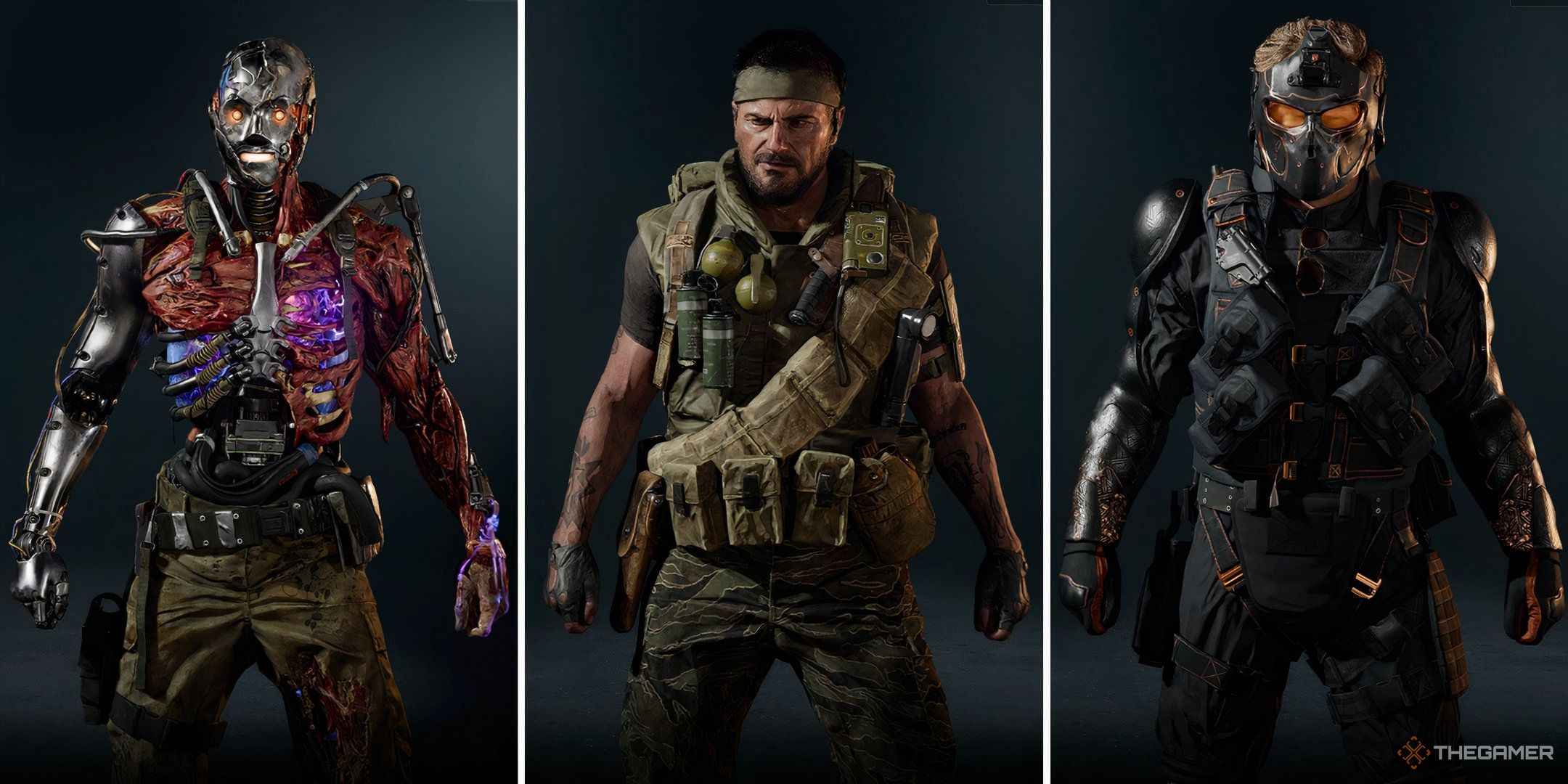 Klaus on the left, Adler on the right, and Woods in the center in Call of Duty: Black Ops 6's Operator Menu.