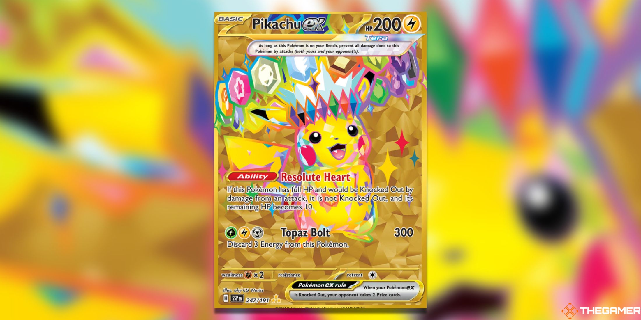 The Surging Sparks Pikachu ex HR in the Pokemon TCG.