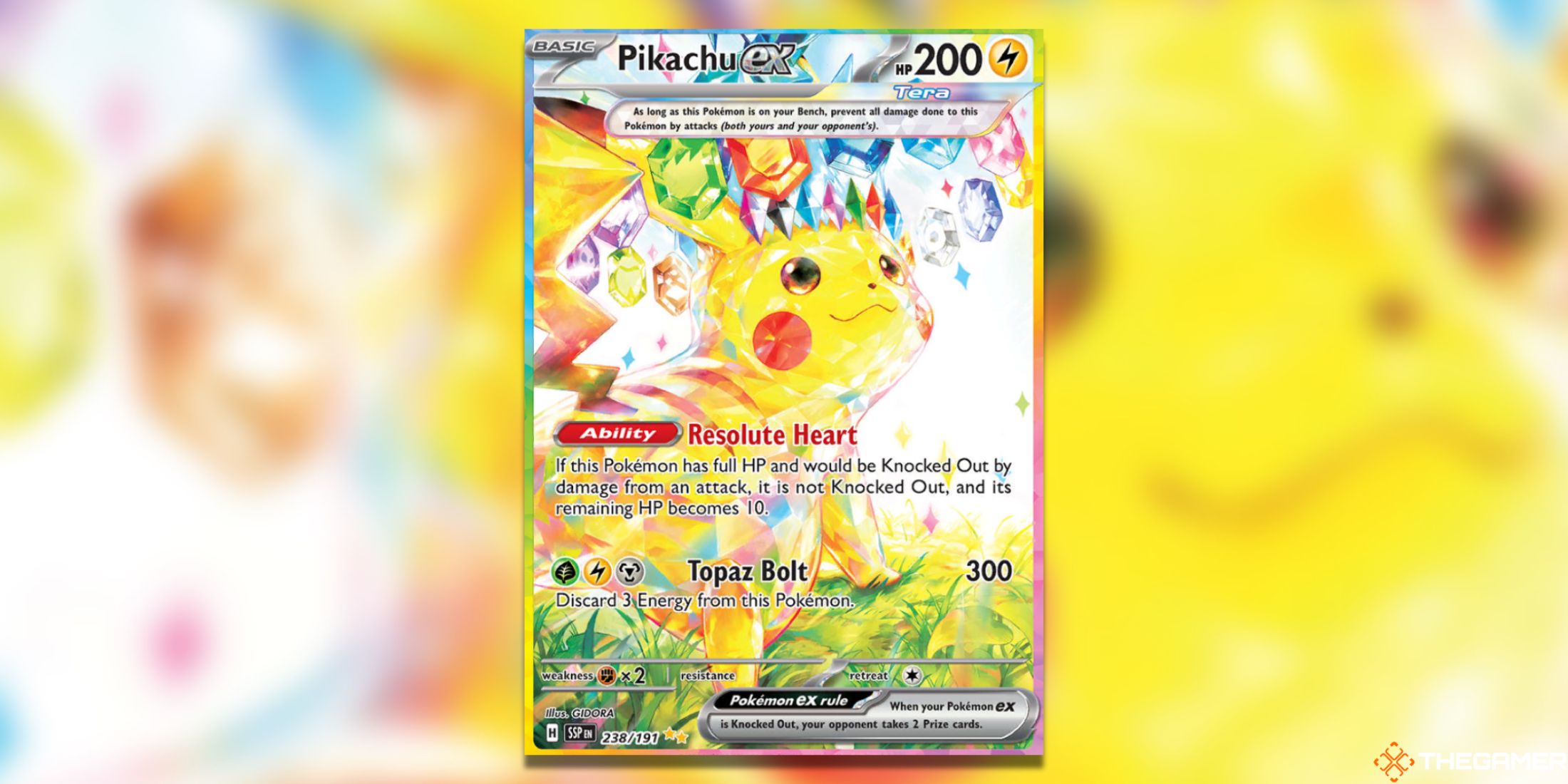 The Surging Sparks Pikachu ex SIR in the Pokemon TCG.