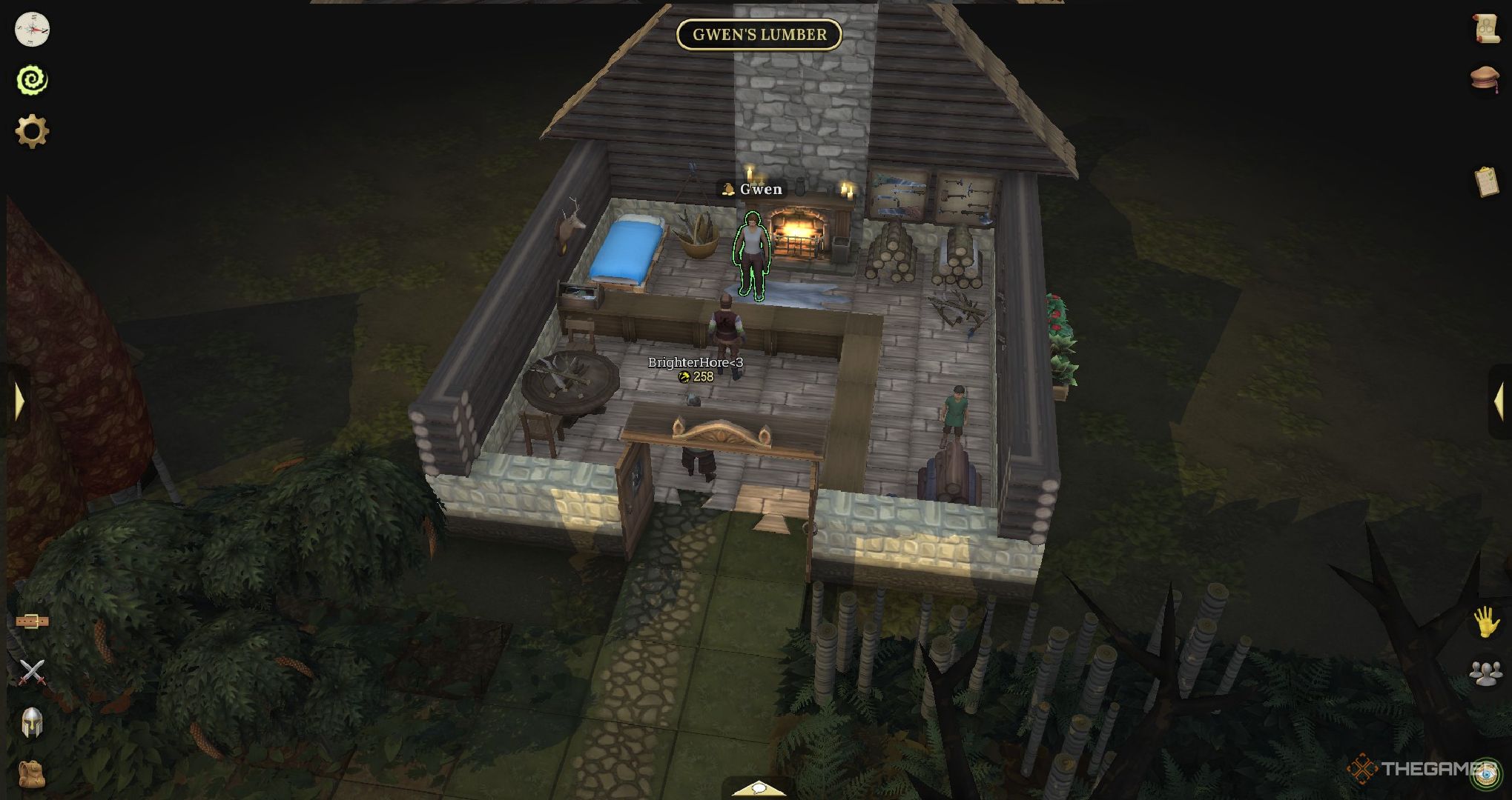 A player standing in Gwen's Lumber.