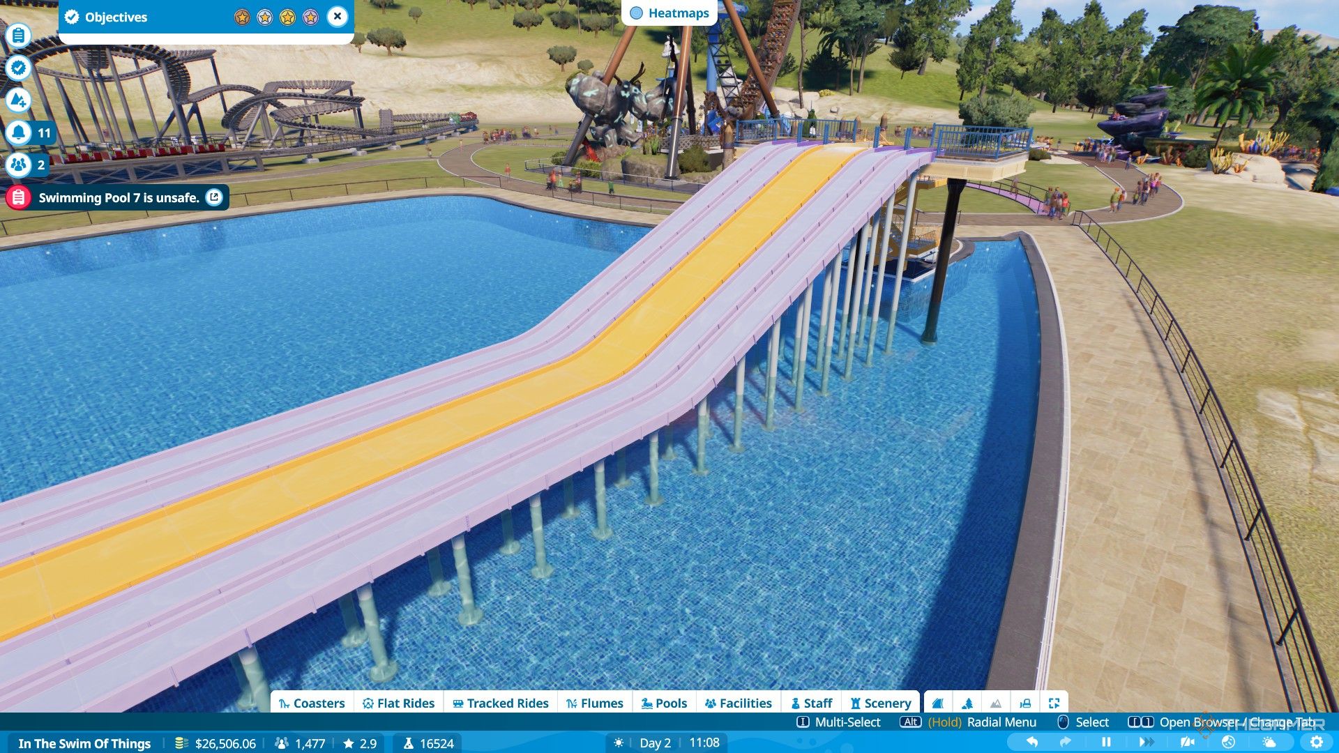 A body slide is shown in Planet Coaster 2.