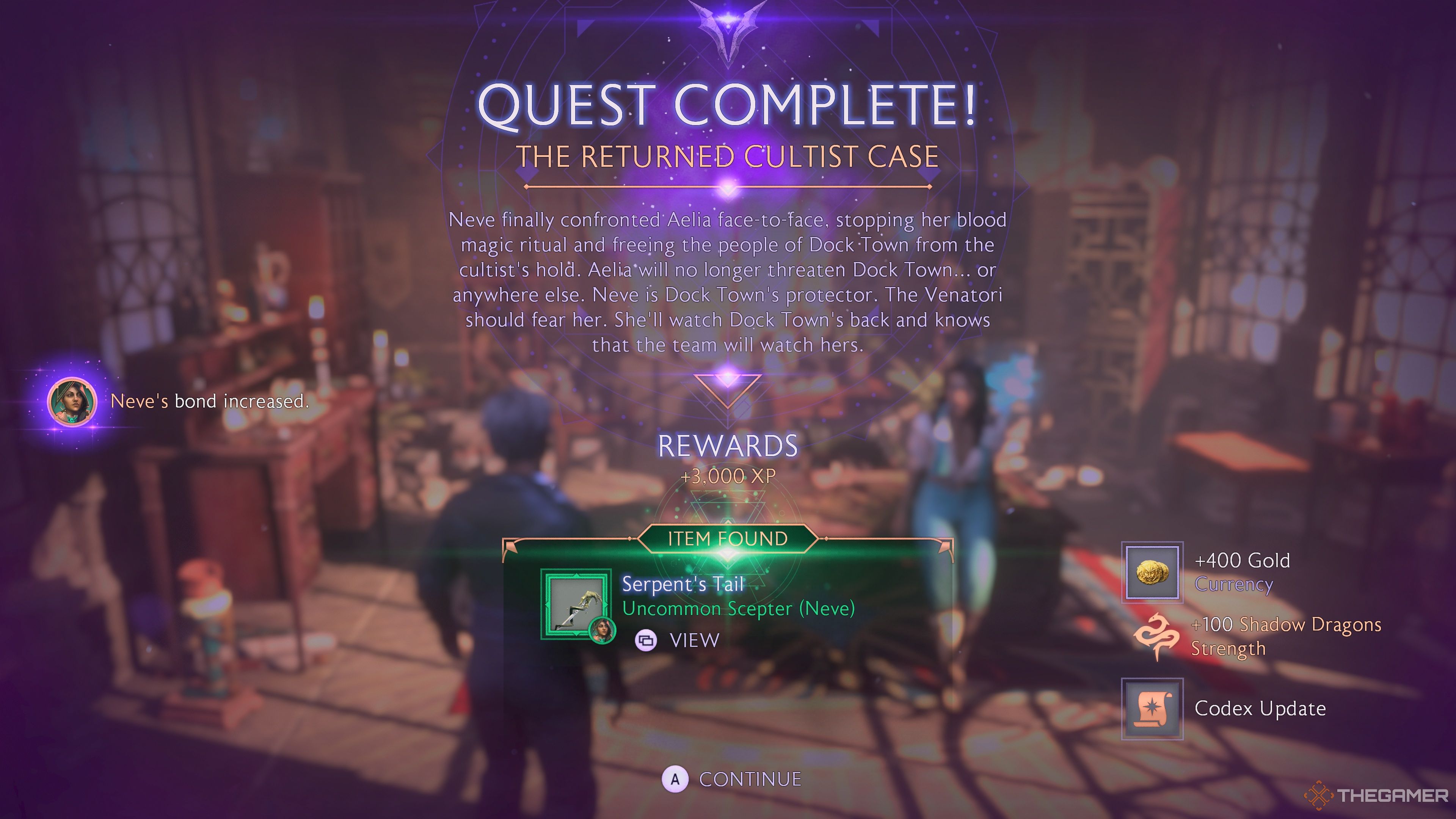 Rook receives their Returned Cultist Case Rewards in Dragon Age: The Veilguard.