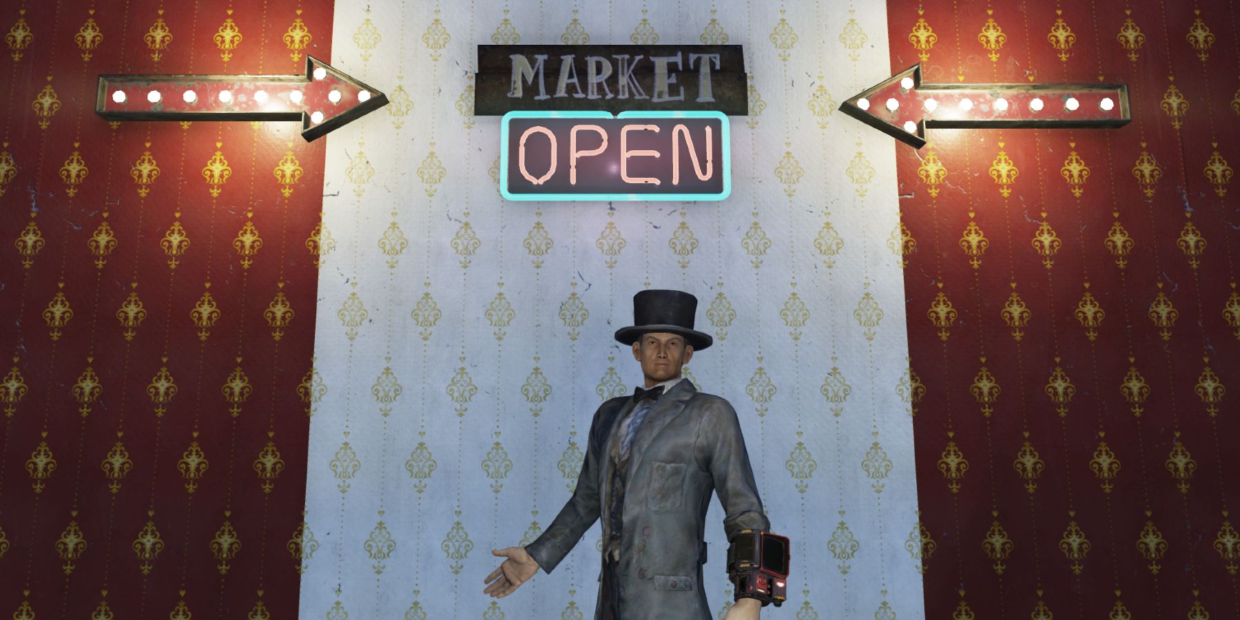 Fallout 76 Player Camp Market Open Sign