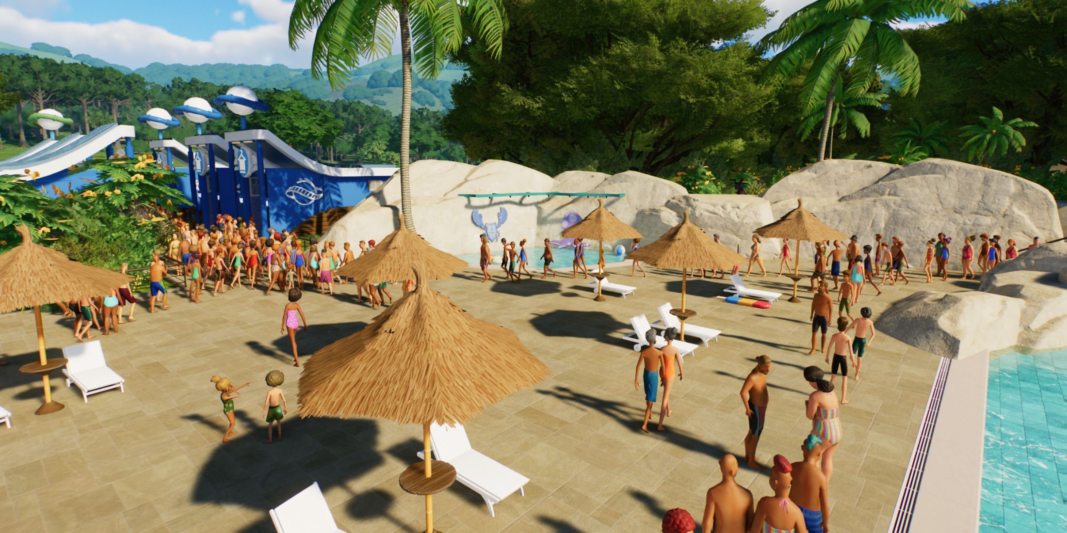 Planet Coaster 2 Sunbeds and Parasols