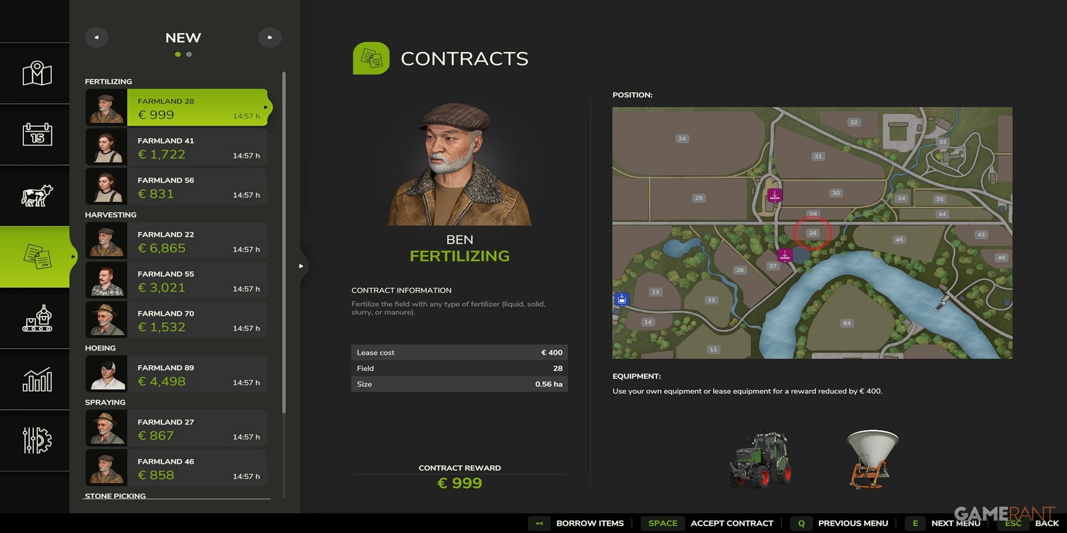 Contracts Page In Farming Simulator 25