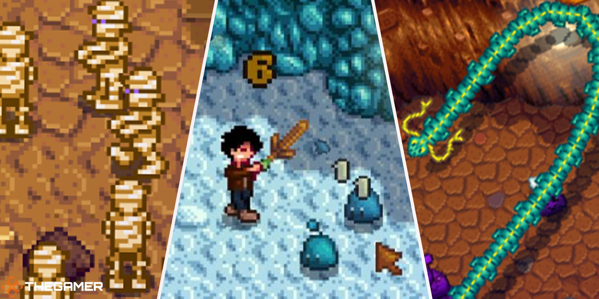 Stardew Valley - mummies (left), slime (centre), royal serpent (right)