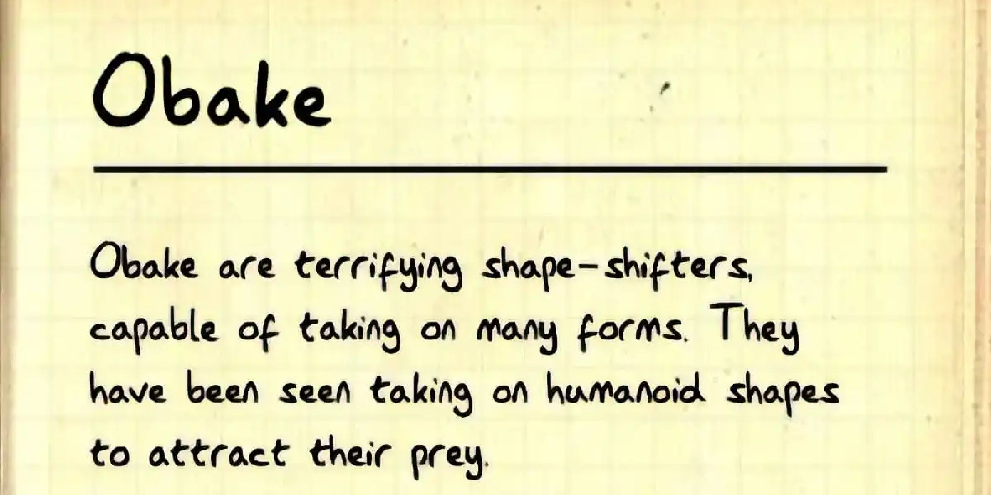 A journal excerpt detailing the Obake's powers in Phasmophobia