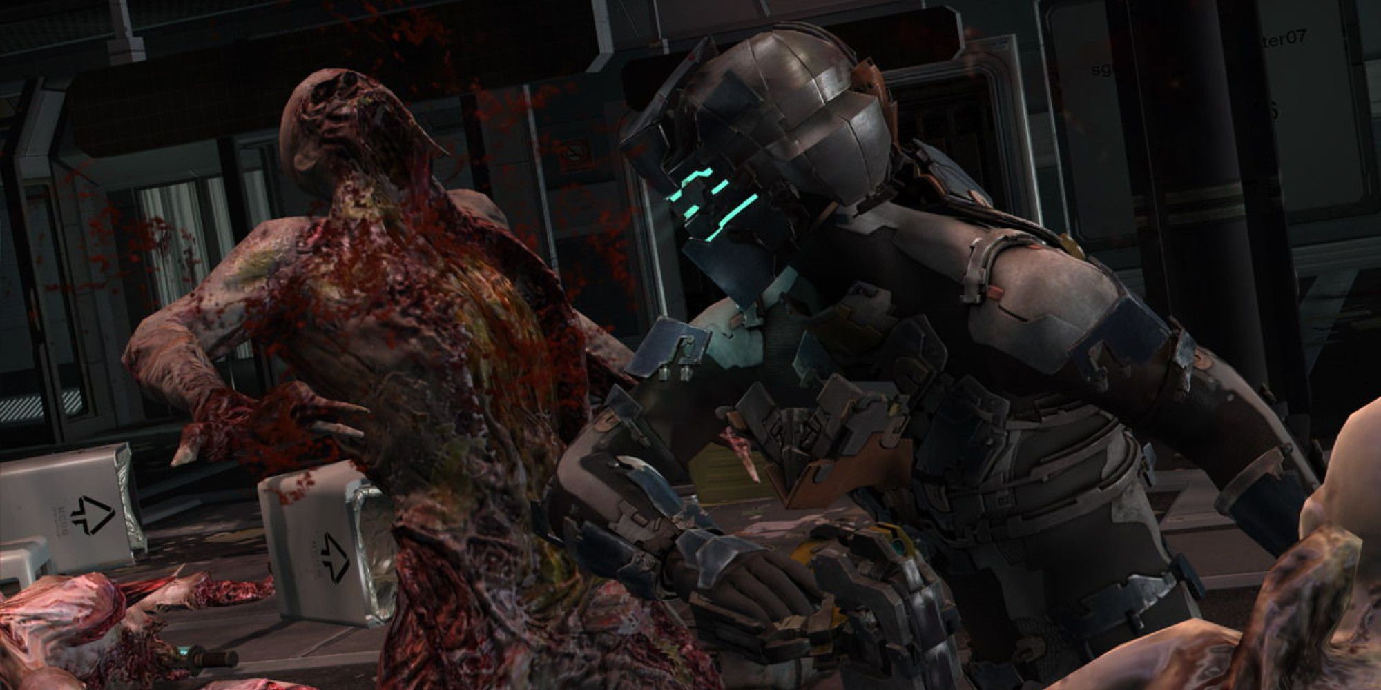 Isaac whacking a nercomorph in Dead Space 2.