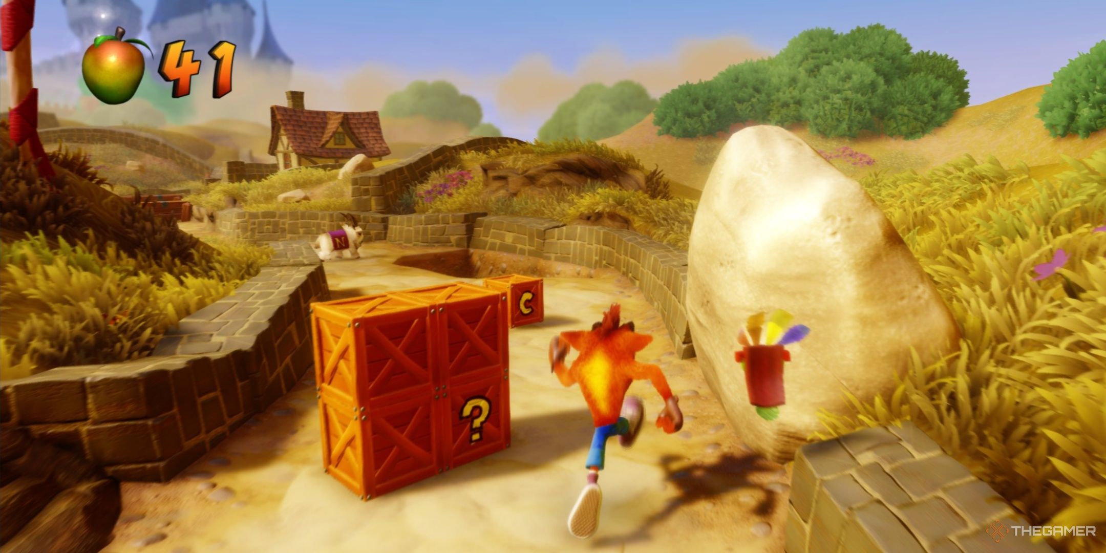 Crash going through the first level of Crash 3 in Crash Bandicoot N. Sane Trilogy.