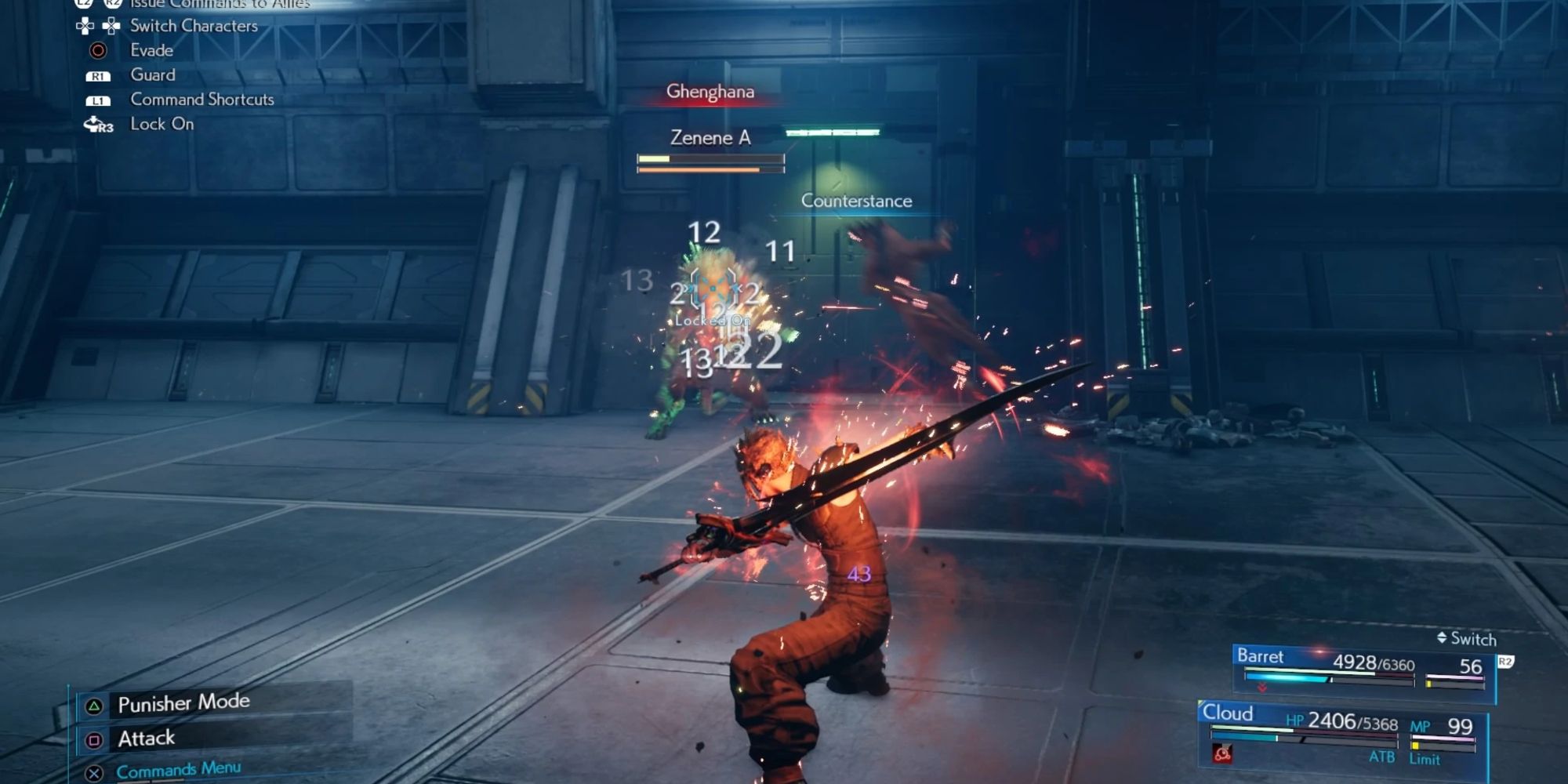 Cloud using his Counterstance Ability against an enemy in Final Fantasy VII Remake.