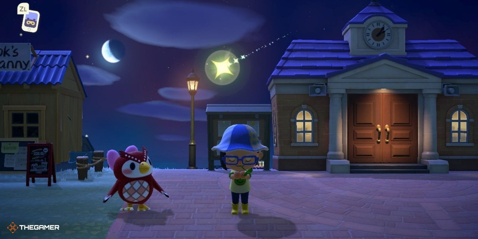 Animal Crossing New Horizons -A player wishing on a shooting star.