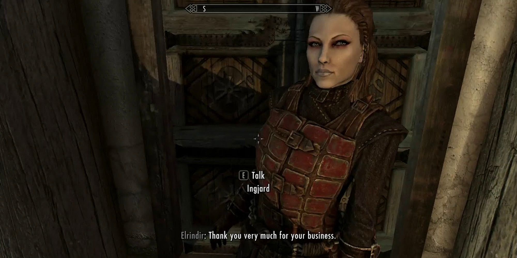 Ingjard waiting to be spoken to while Elrindir thanks you in Skyrim