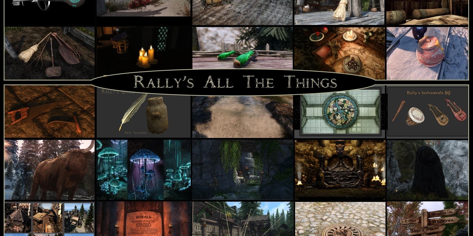 A collage of all the mods included in Rally's All The Things