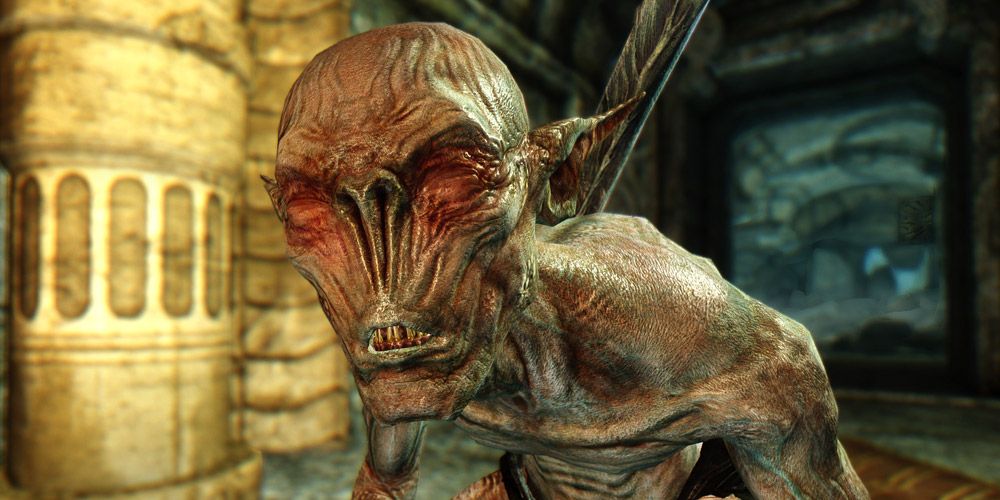 A creature in Skyrim with custom textures