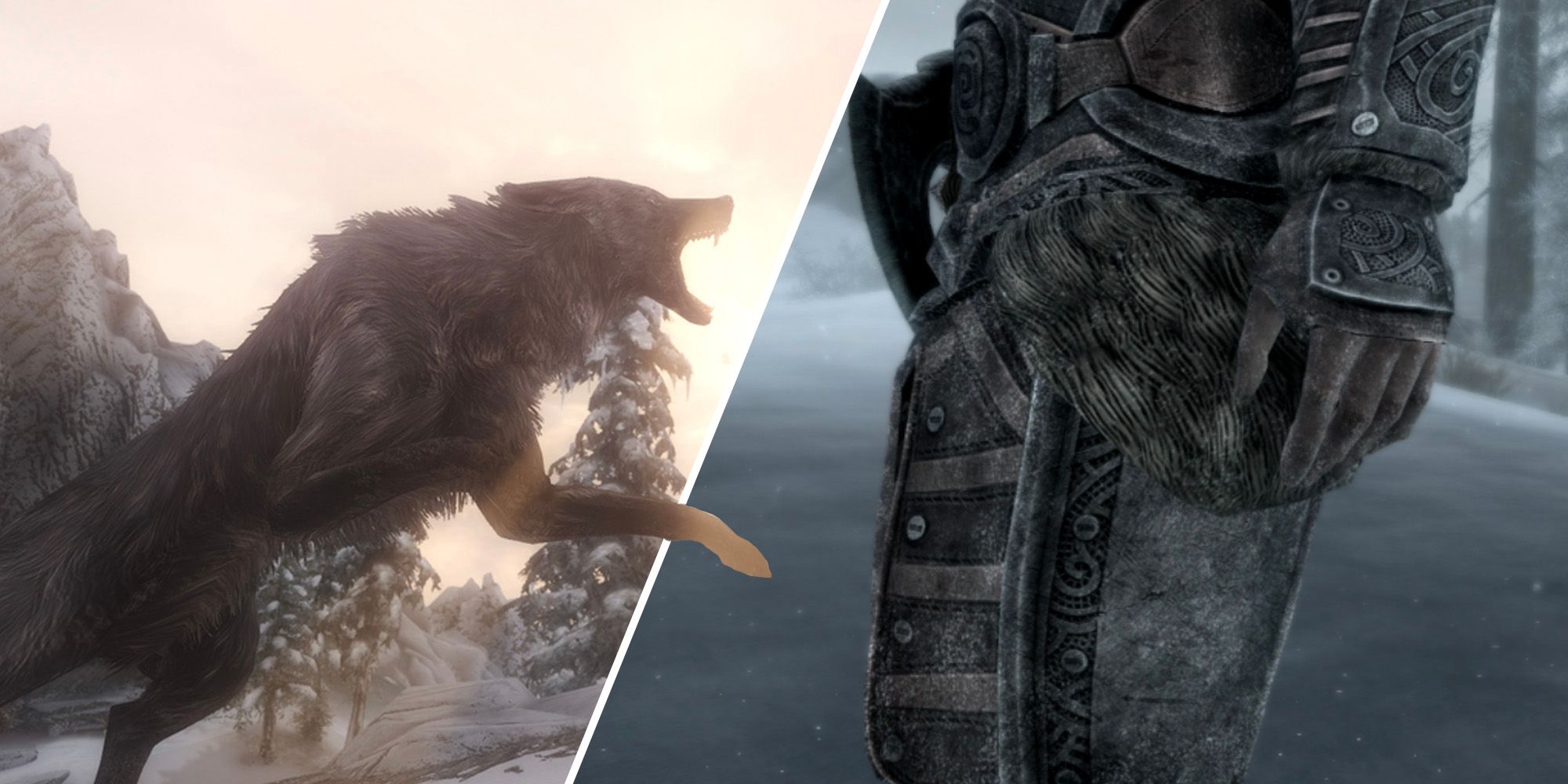 featured image of smilodon wolf attacking dovhakiin in skyrim