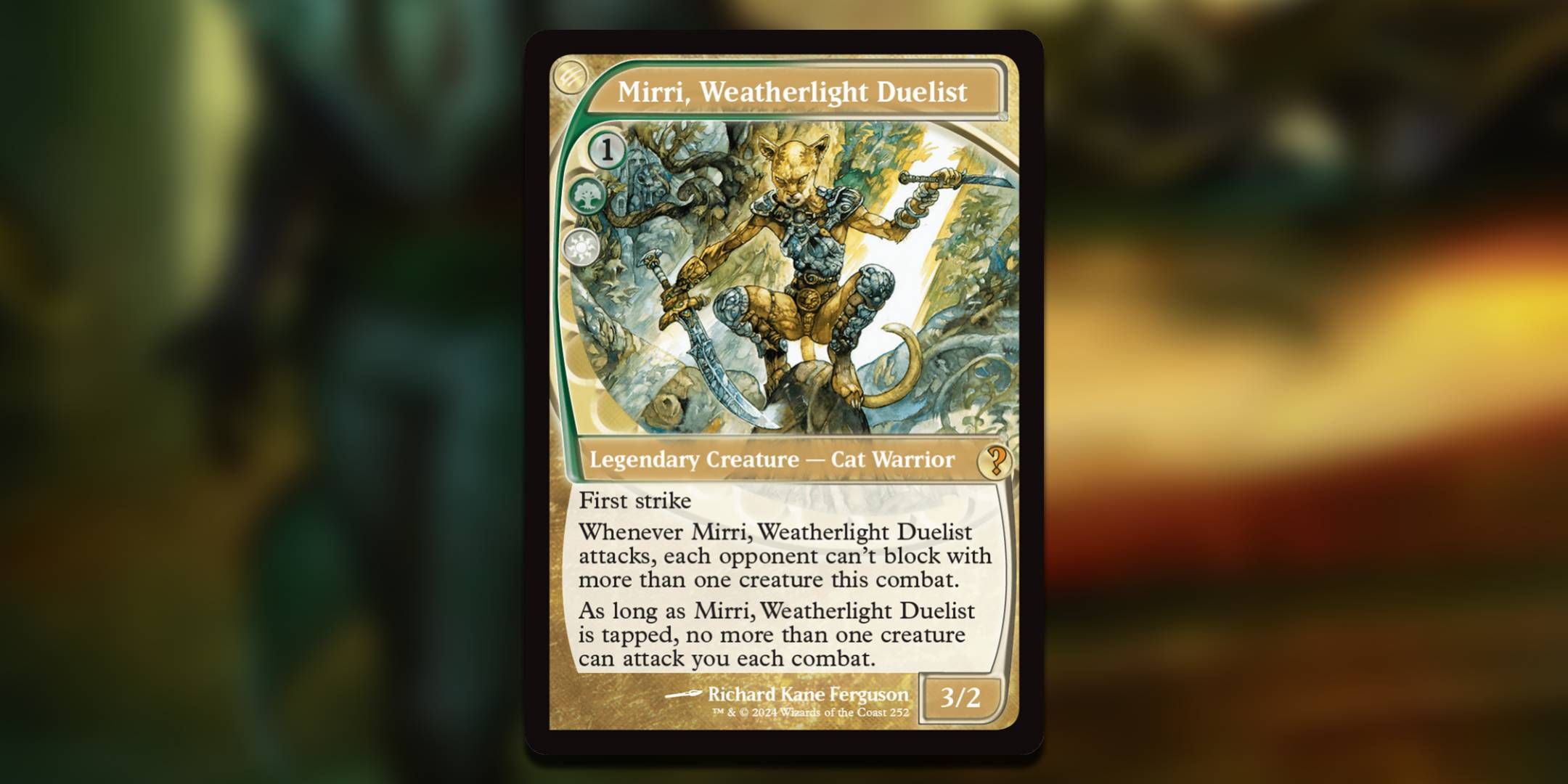 The Magic The Gathering card Mirri Weatherlight Duelist by Richard Kane Ferguson.