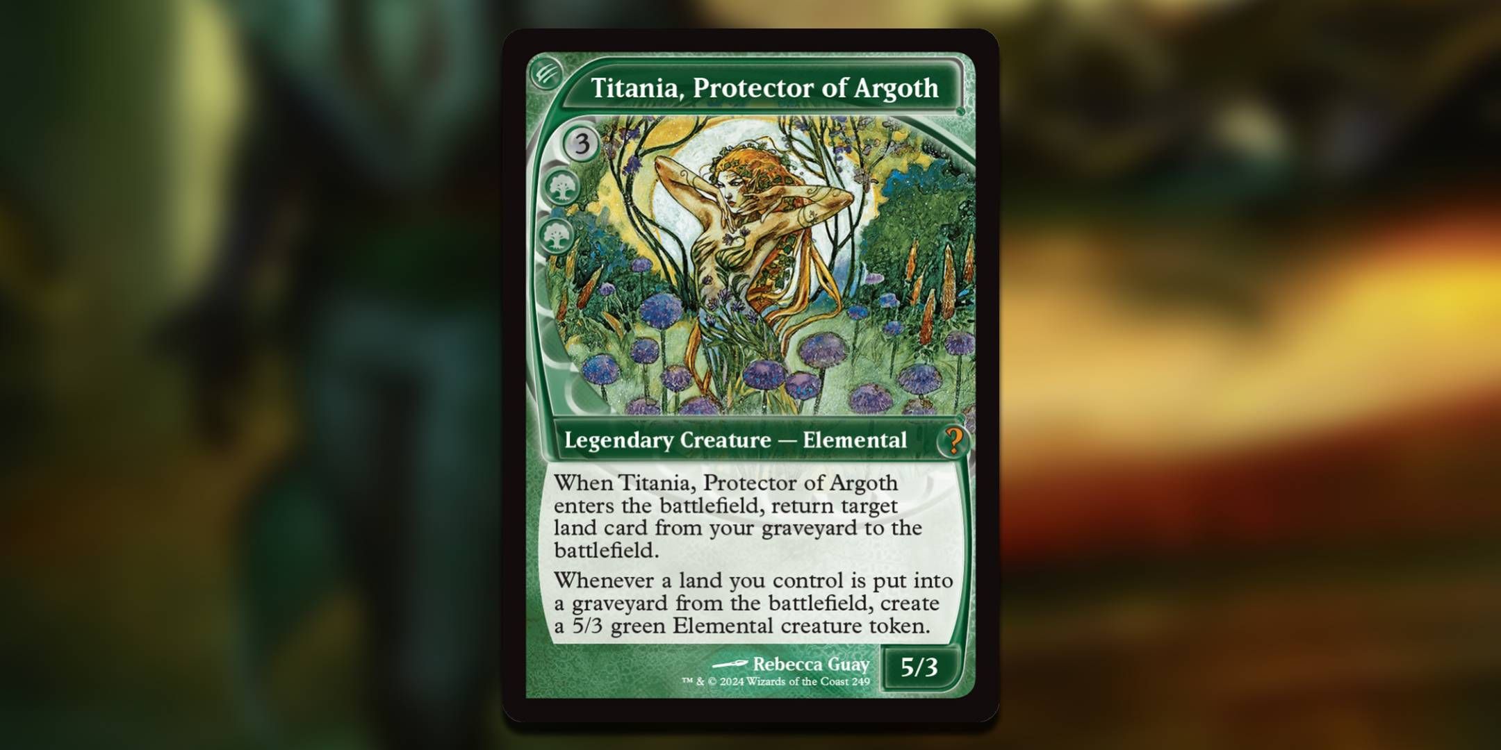 The Magic The Gathering card Titania Protector of Argoth by Revecca Guay.