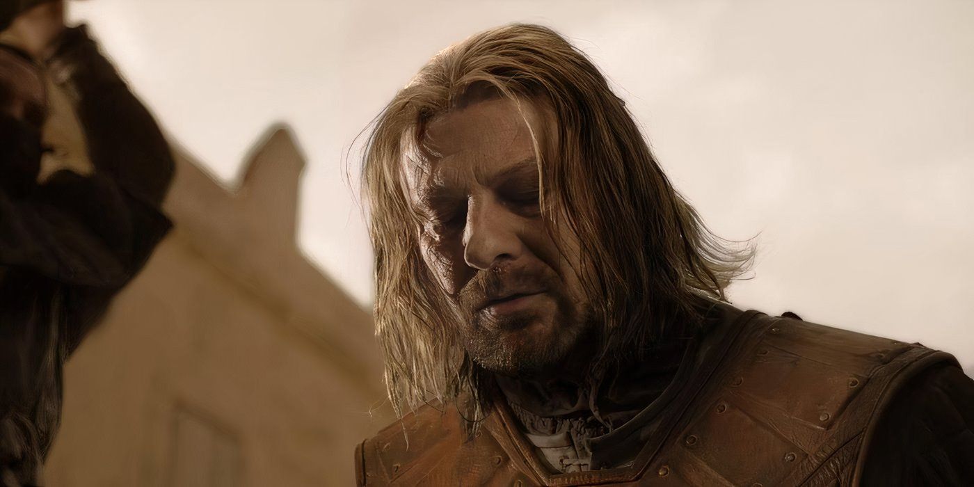 Ned Stark head bowed during his death scene in Game of Thrones