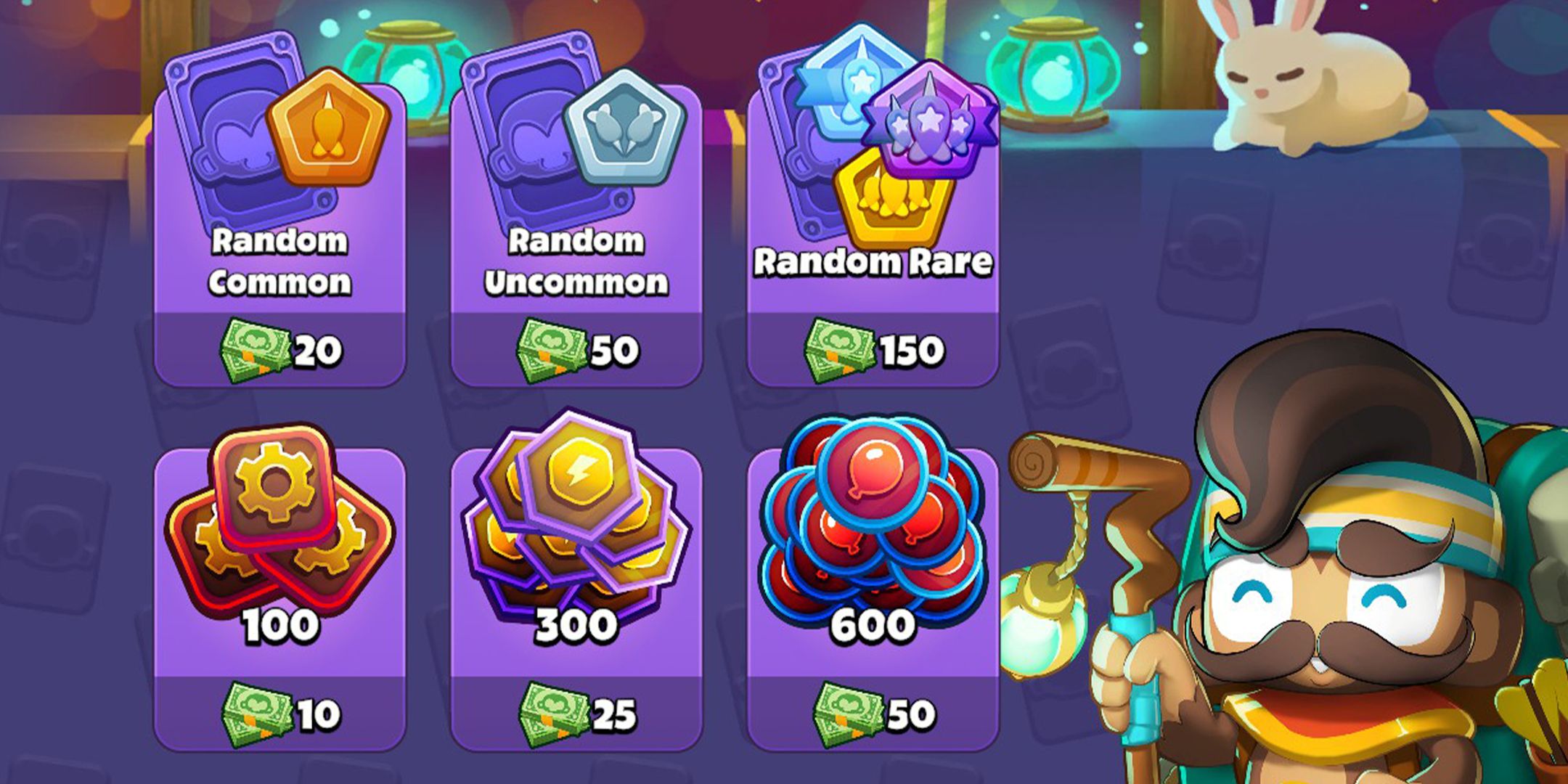 Bloons Card Storm daily store showing tokens on sale for Monkey Money.