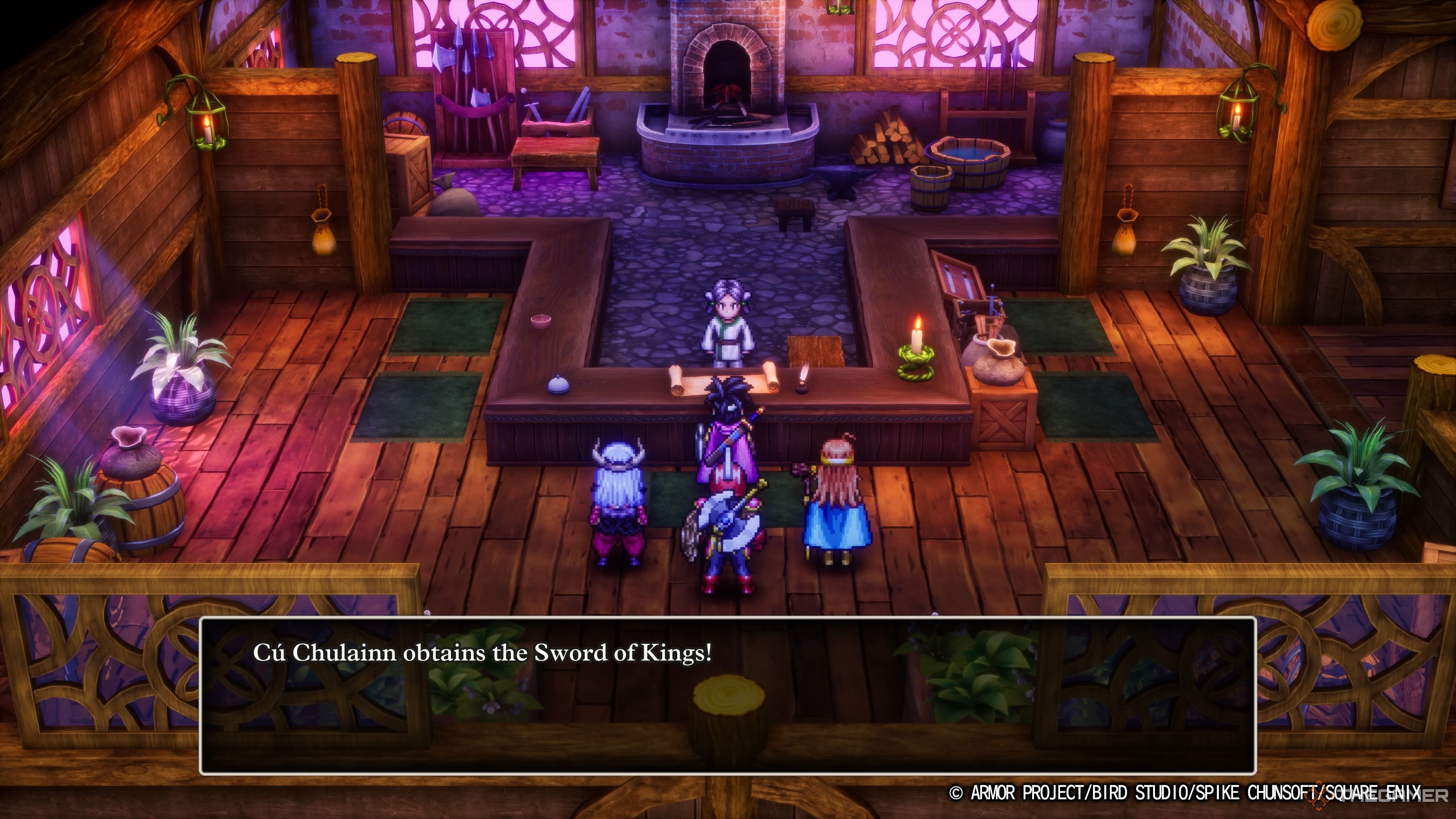 DRAGON QUEST III HD-2D Remake the hero being given the sword of kings after its repair.