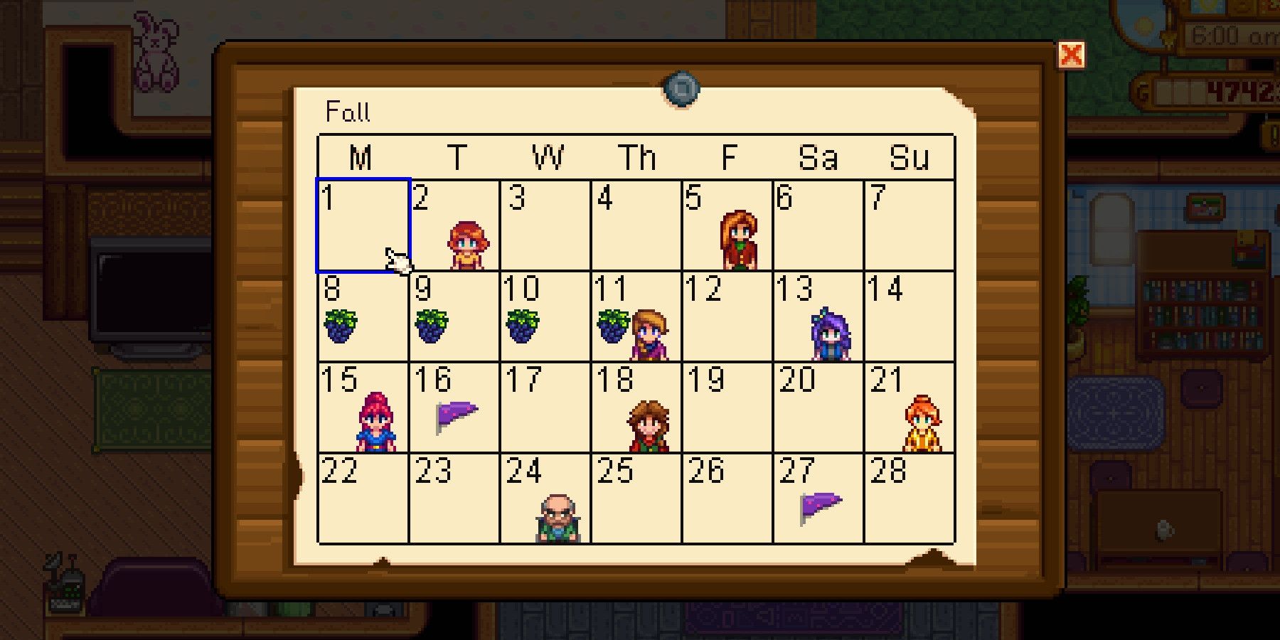 Stardew Valley Calendar Fall