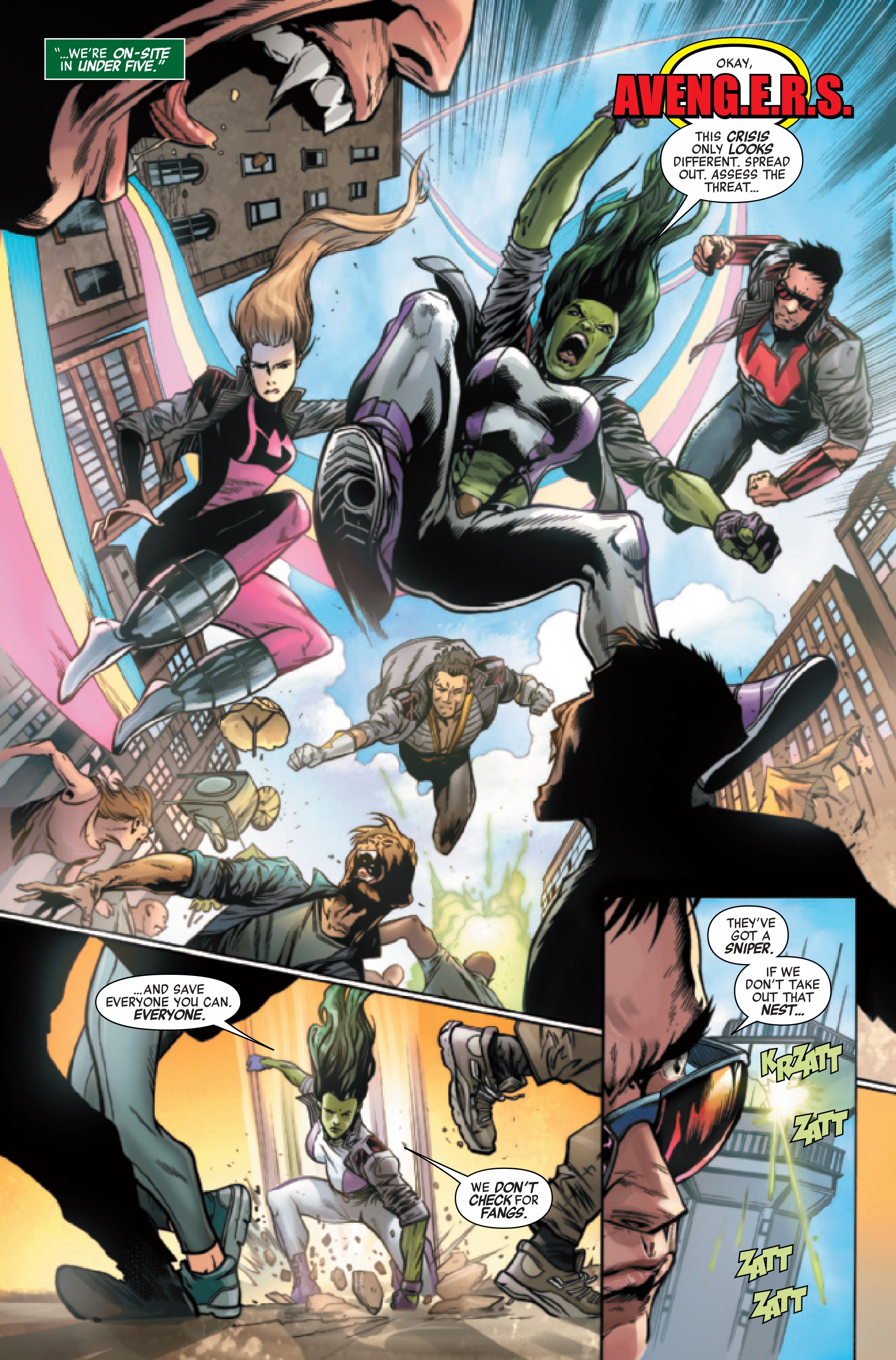 Pages from Avengers Assemble #1.