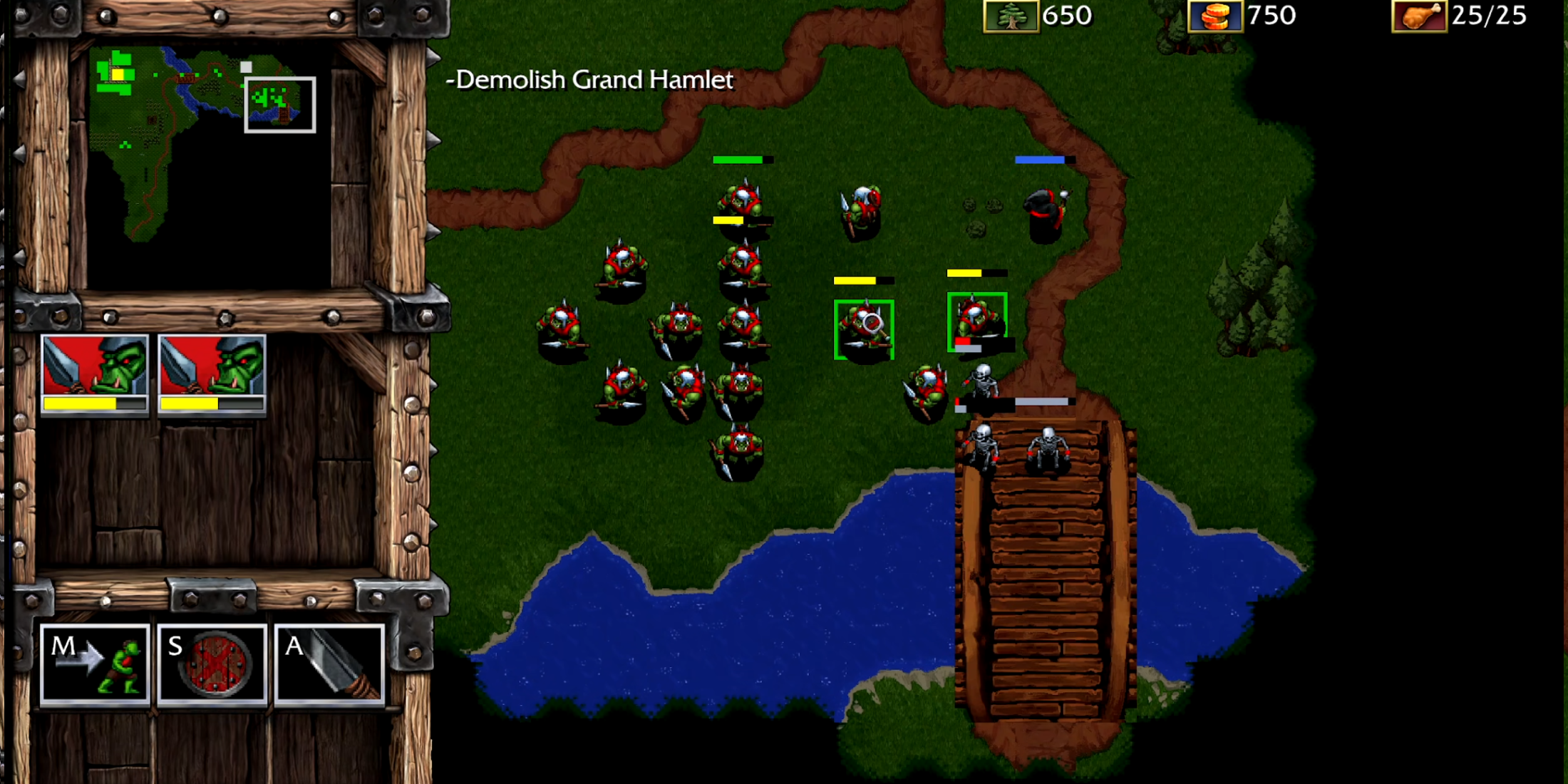 Warcraft 1 Remastered Orc Campaign Scenario 3 Grand Hamlet Walkthrough Skeletons Spearmen Army