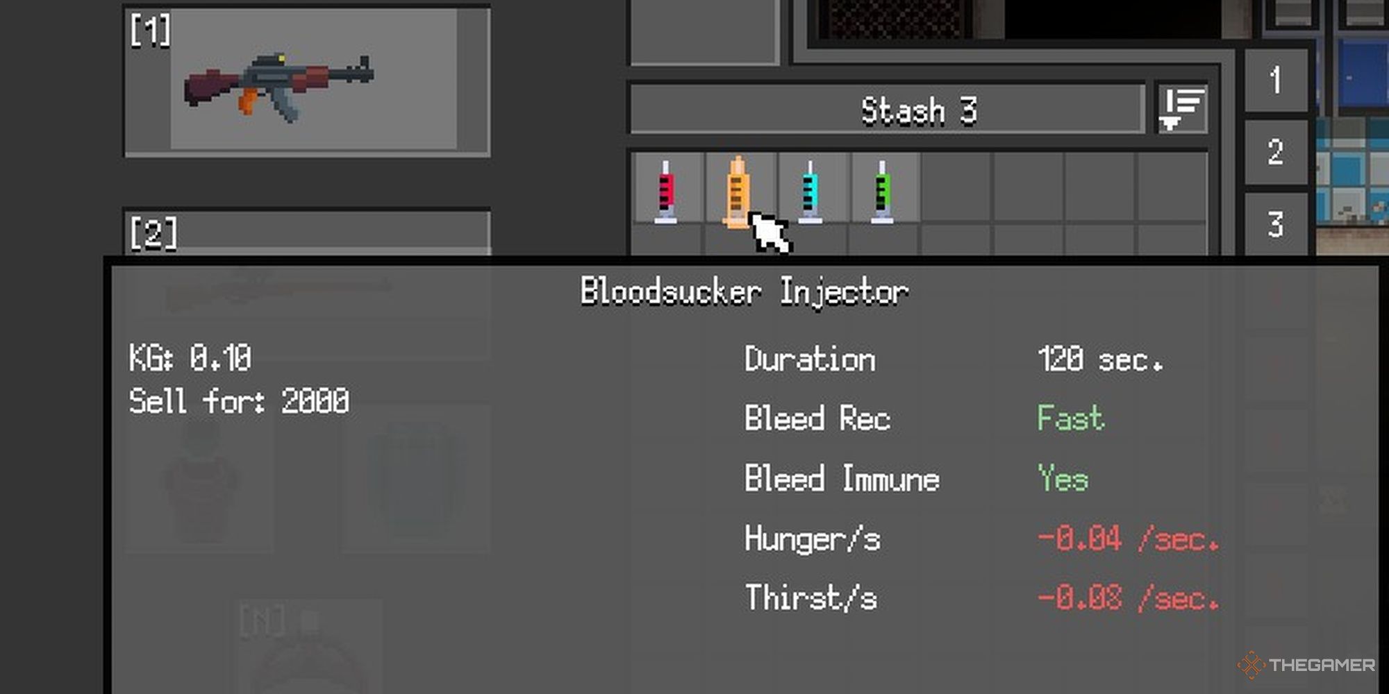 Zero Sievert: Different injectors and their buffs.