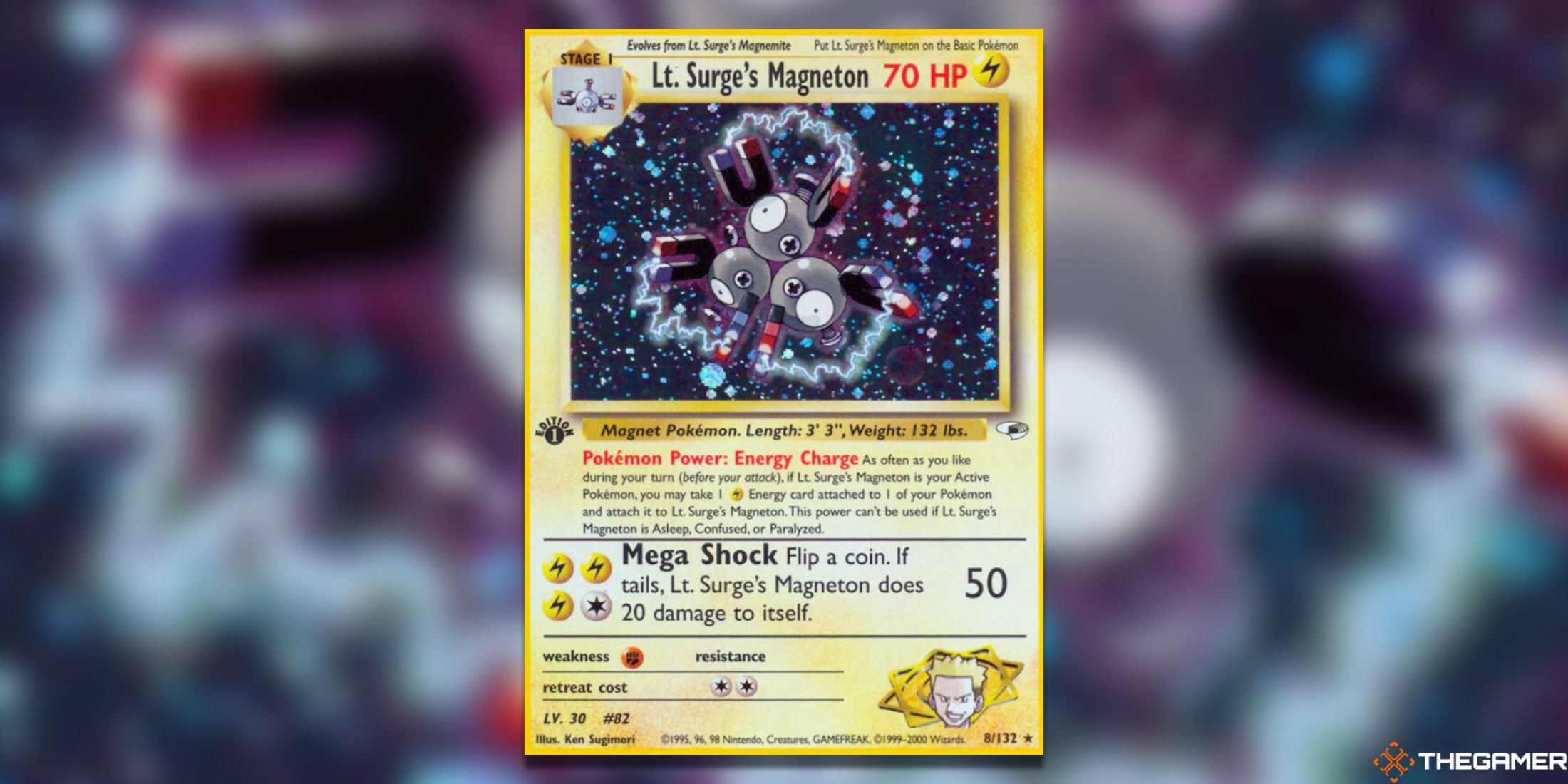 The Magneton Holo Rare from Gym Heroes in the Pokemon TCG.