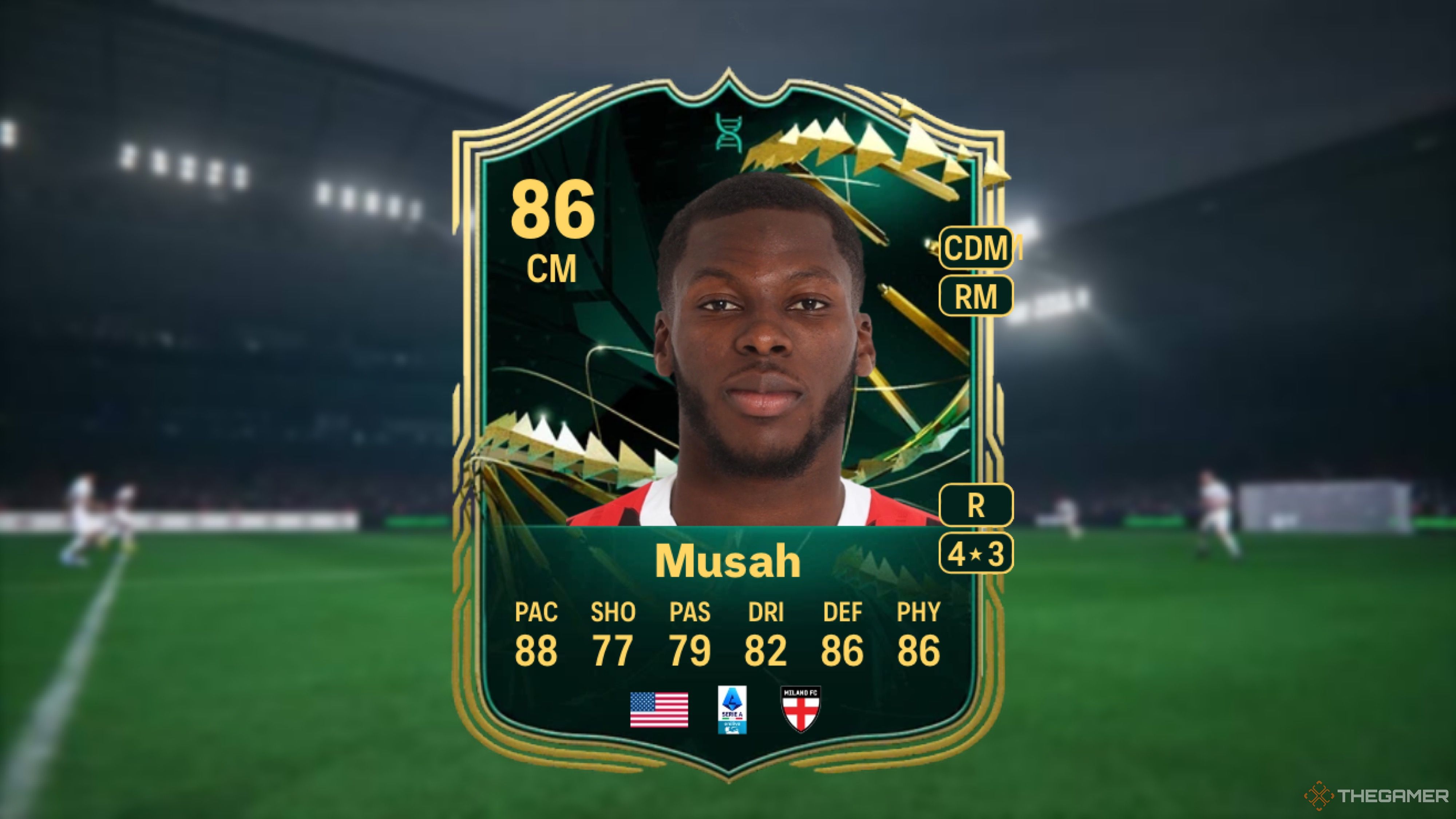 Image showing Musah card against a faded stadium background.