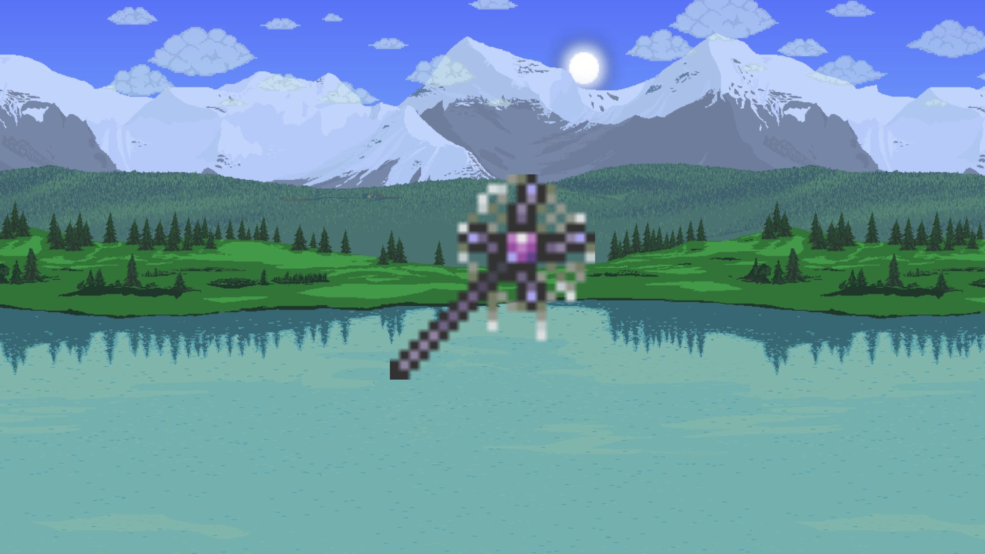 Terraria Spider Staff against a Terraria background