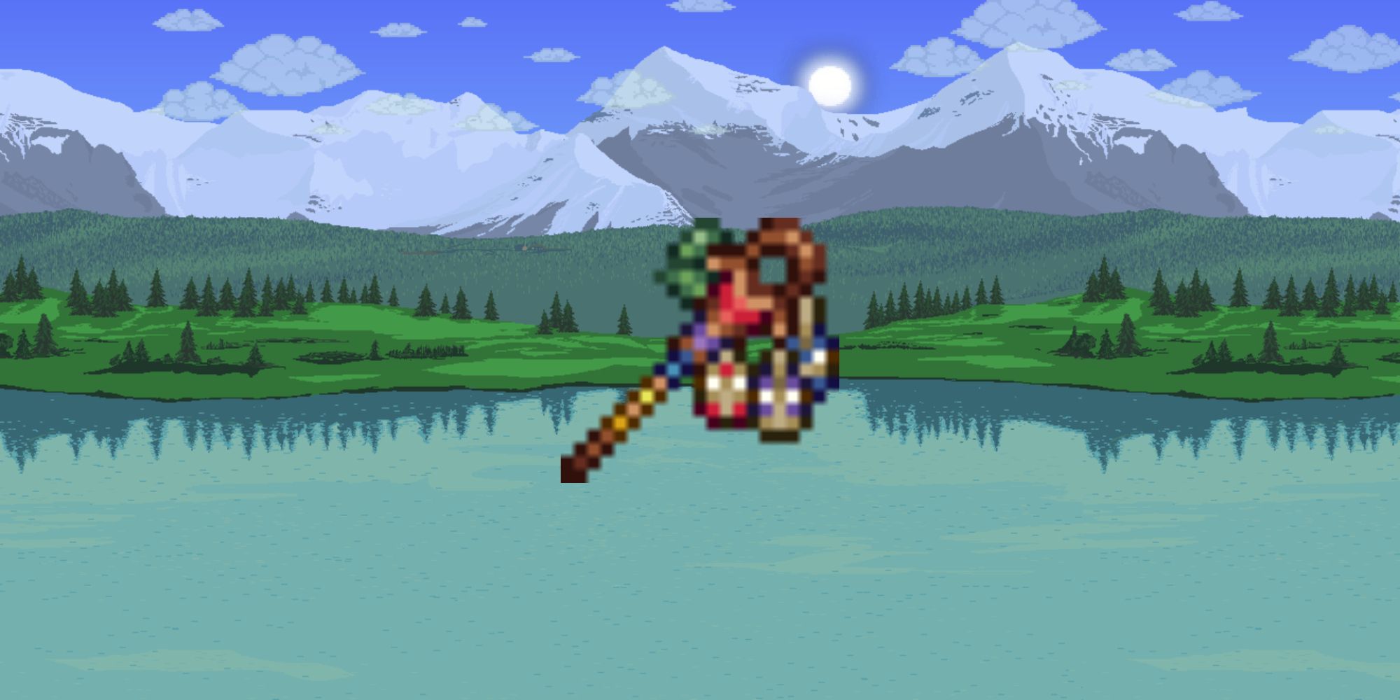 Terraria Pygmy Staff against a Terraria background