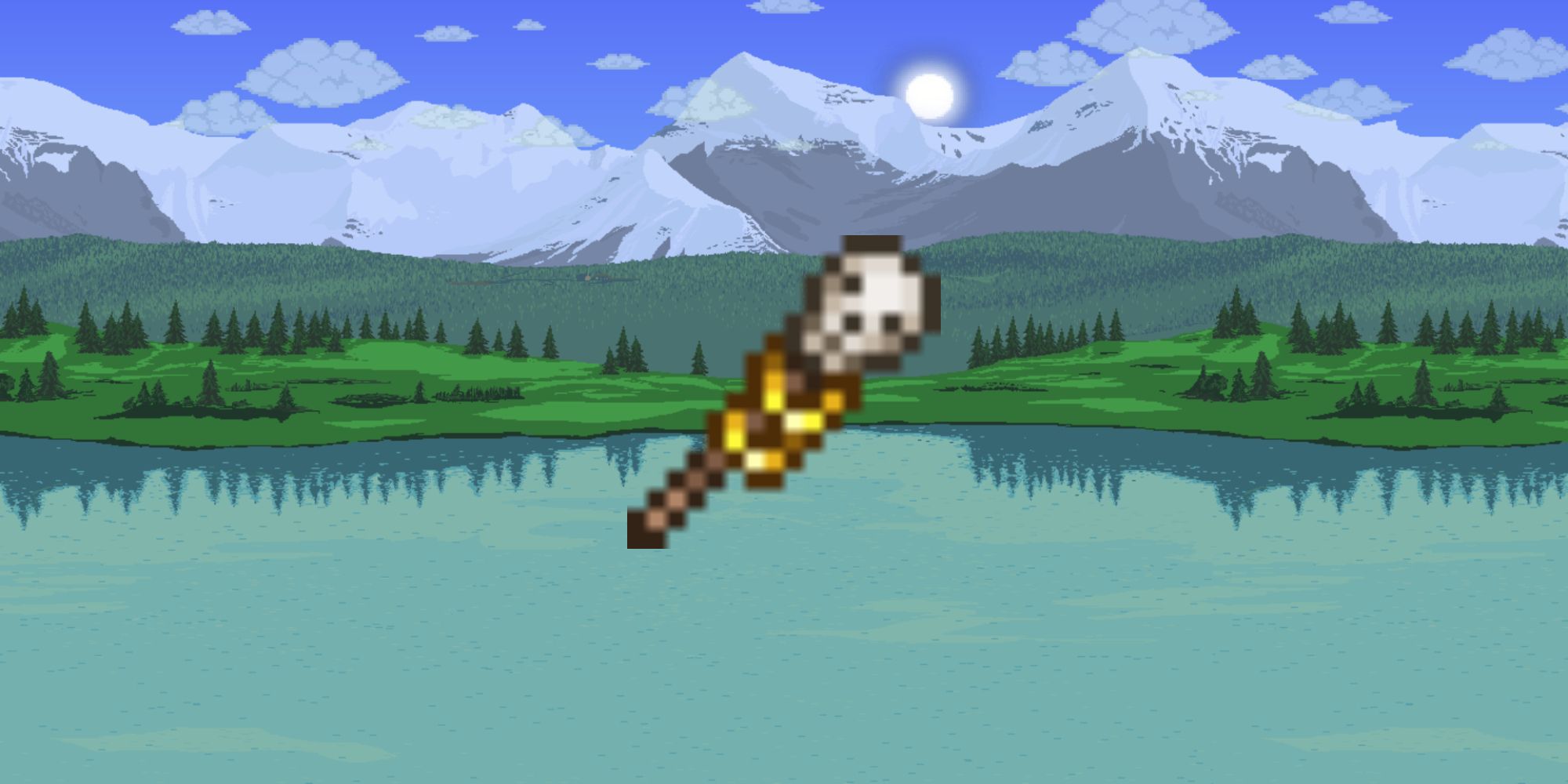 Terraria Pirate Staff against a Terraria background