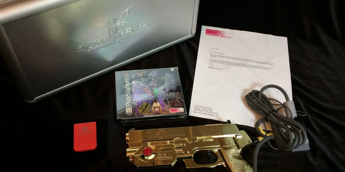 Image of the Elemental Gearbolt Assassin Case including a gun, Elemental Gearbolt, memory card, and a briefcase.