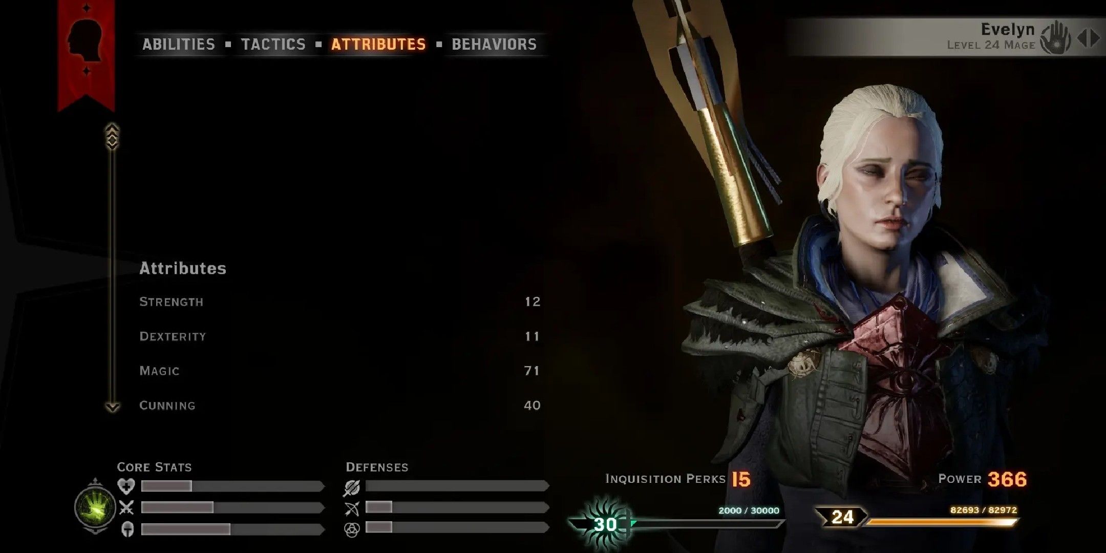 Dragon age inquisition image showing a player with Inquisition level 30.