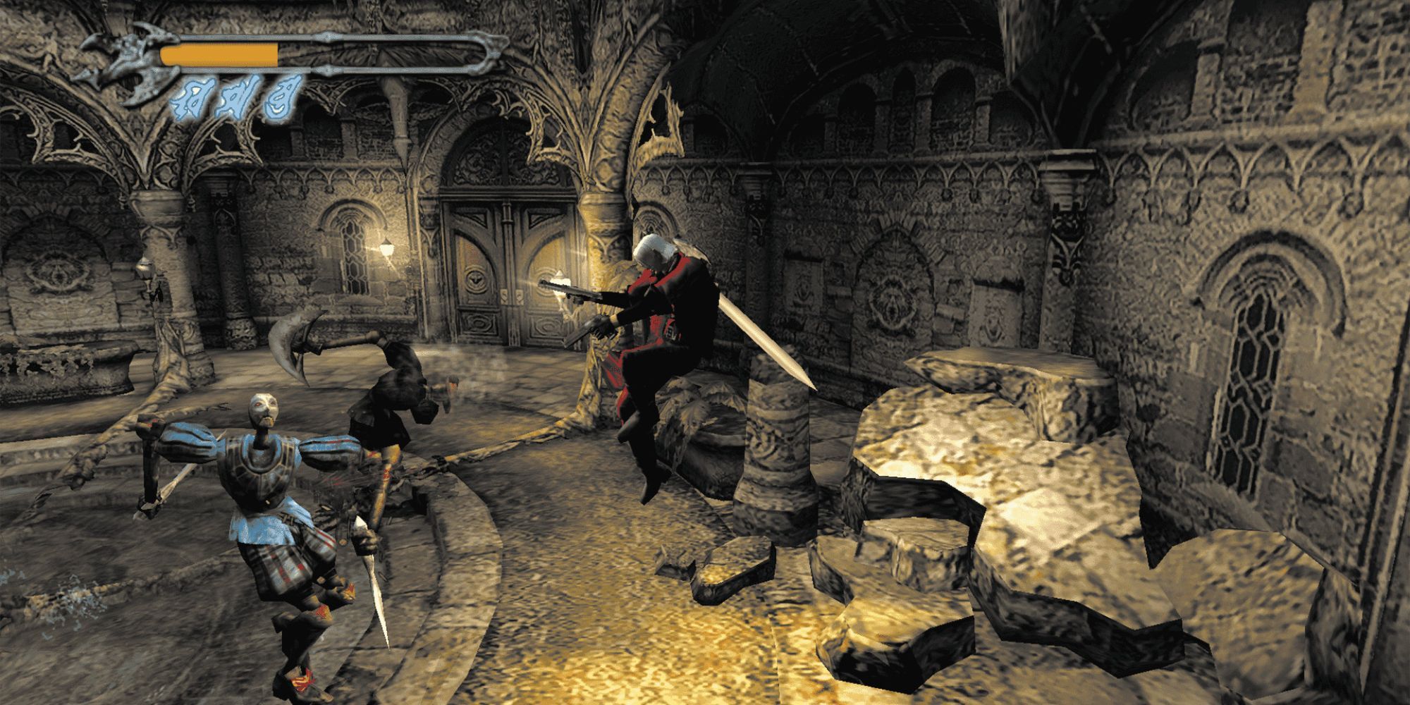 Dante fighting against some puppet enemies.