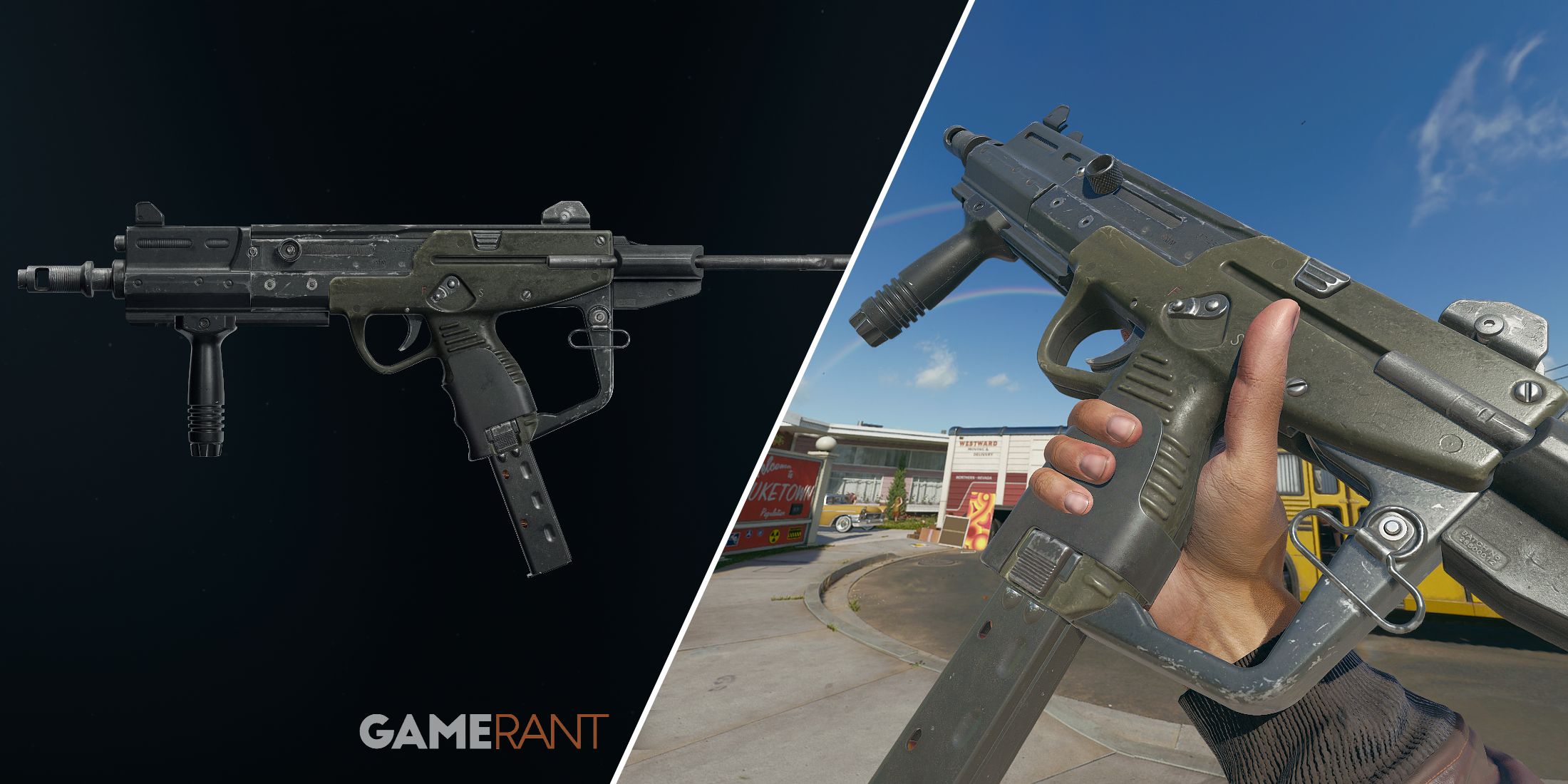 Split-image showcasing the Saug in Black Ops 6 and Warzone