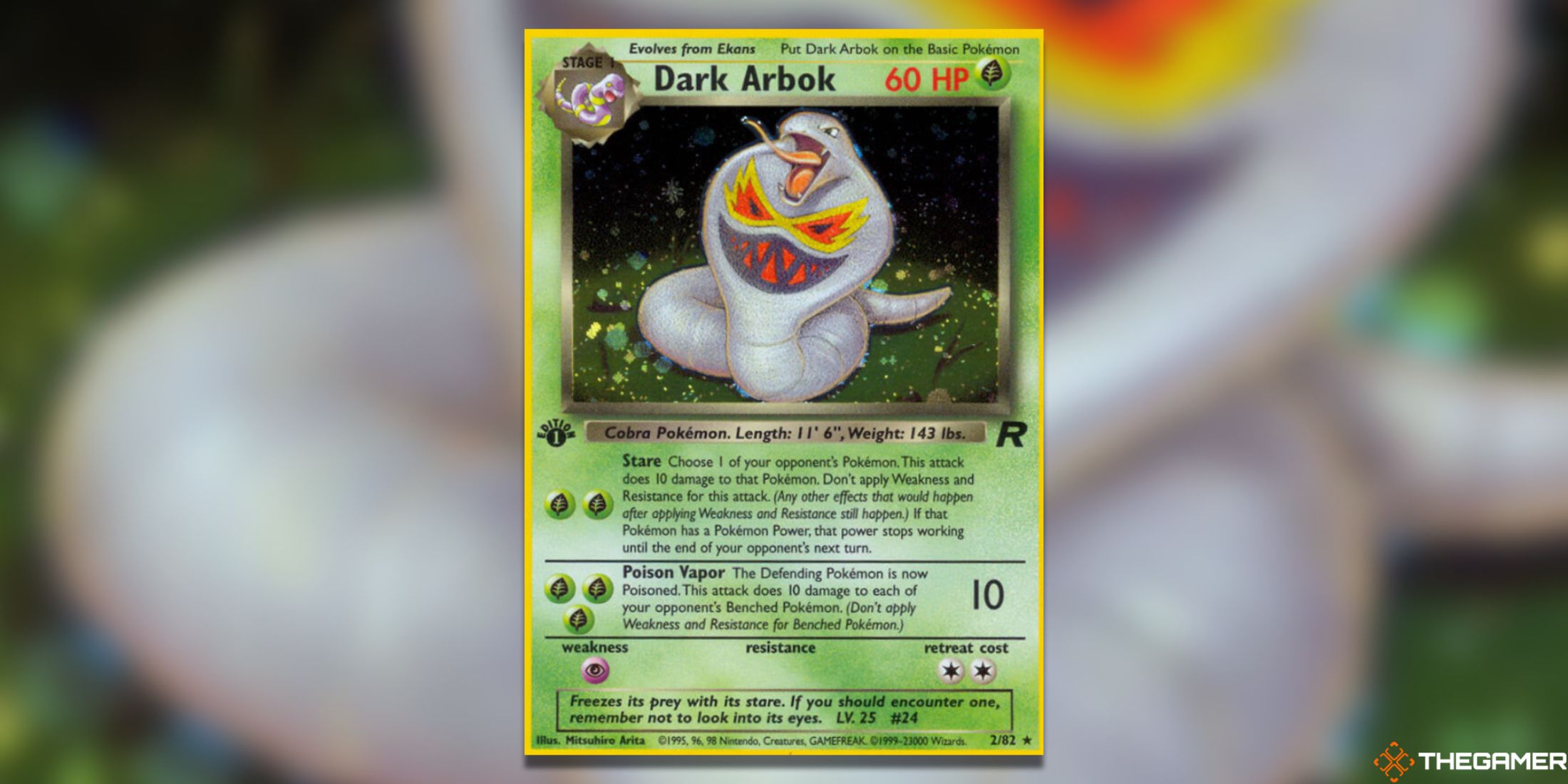 The Arbok from Team Rocket in the Pokemon TCG.