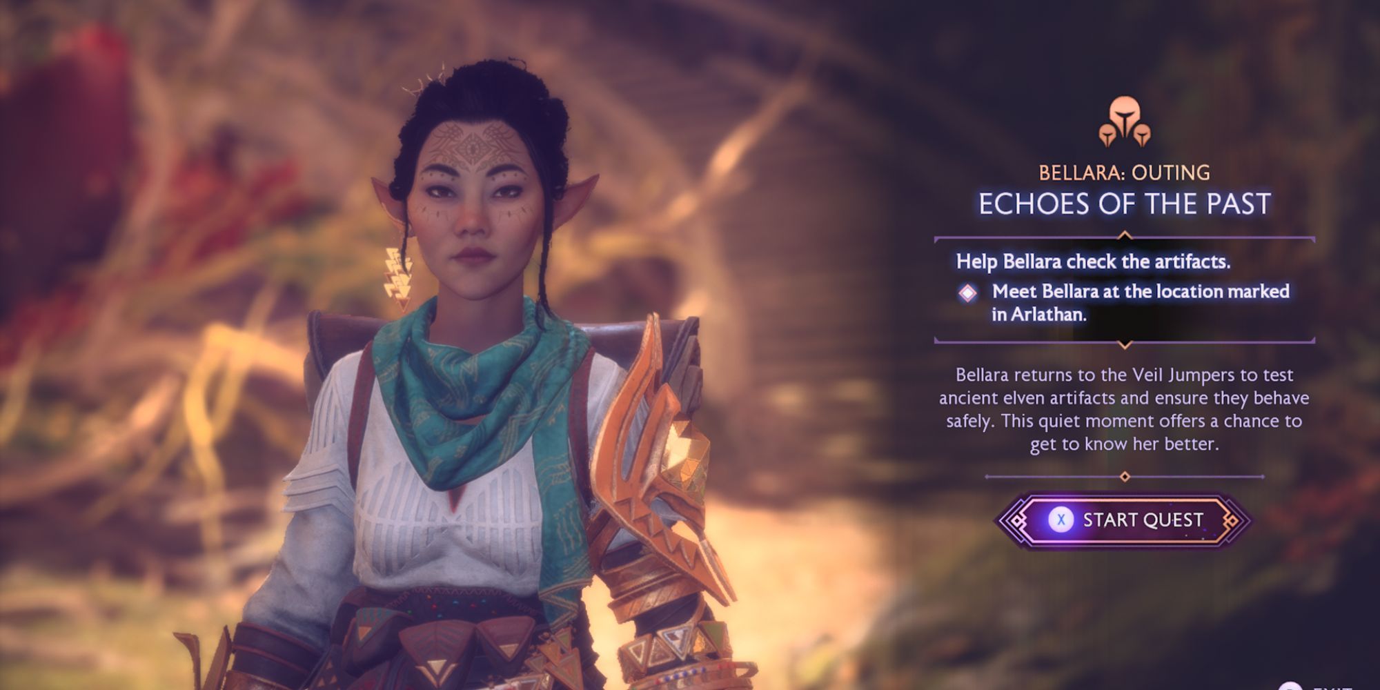 Bellara Echoes of the Past companion quest outing in Dragon Age: The Veilguard